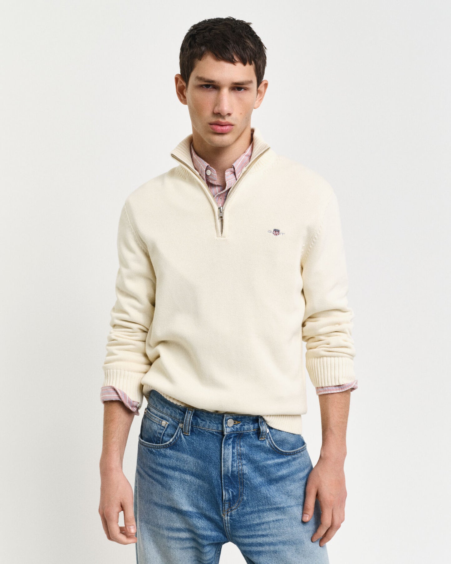 Lässiger Baumwoll-Half-Zip-Pullover