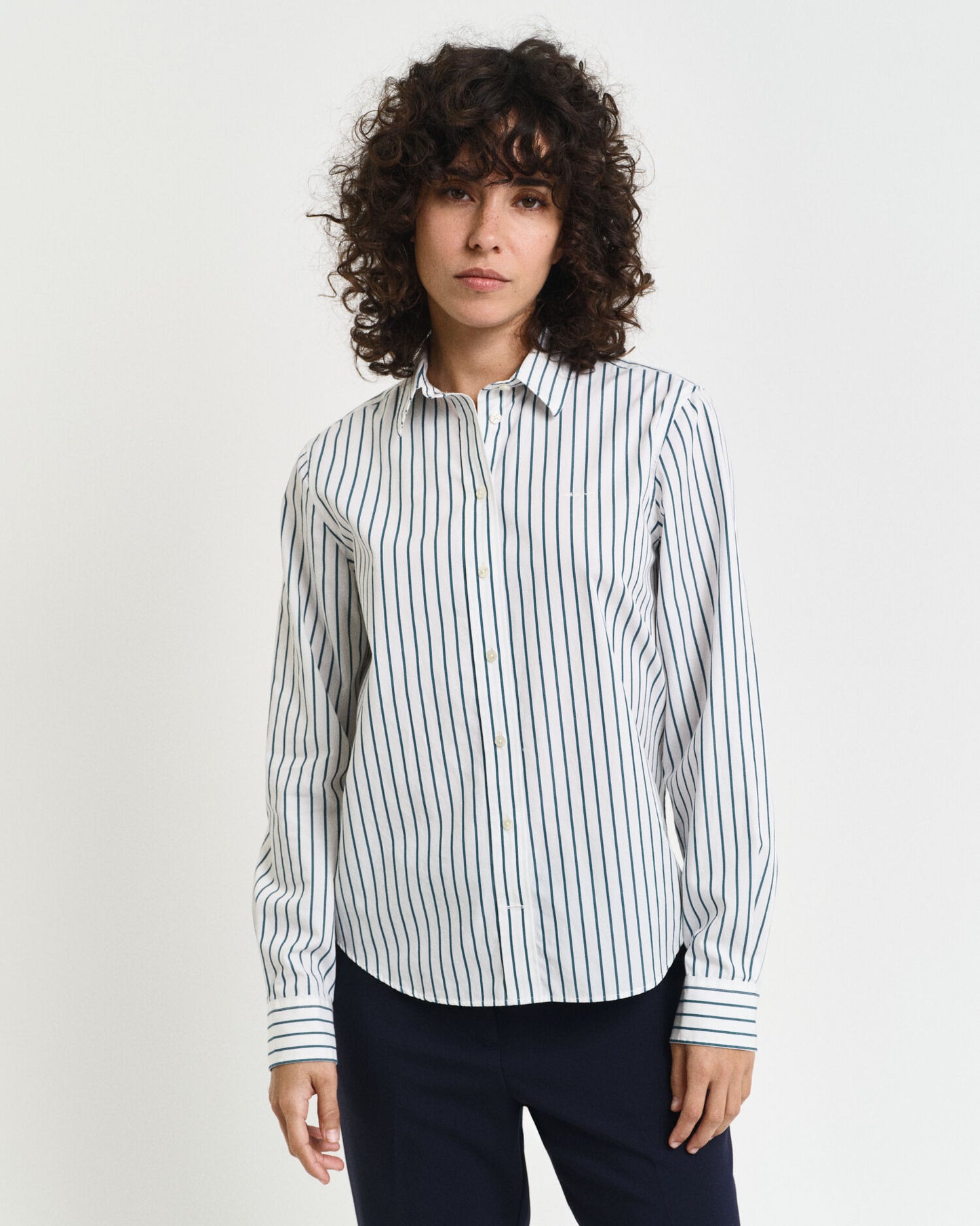 Chemise Popeline Rayée Classique Coupe Droite