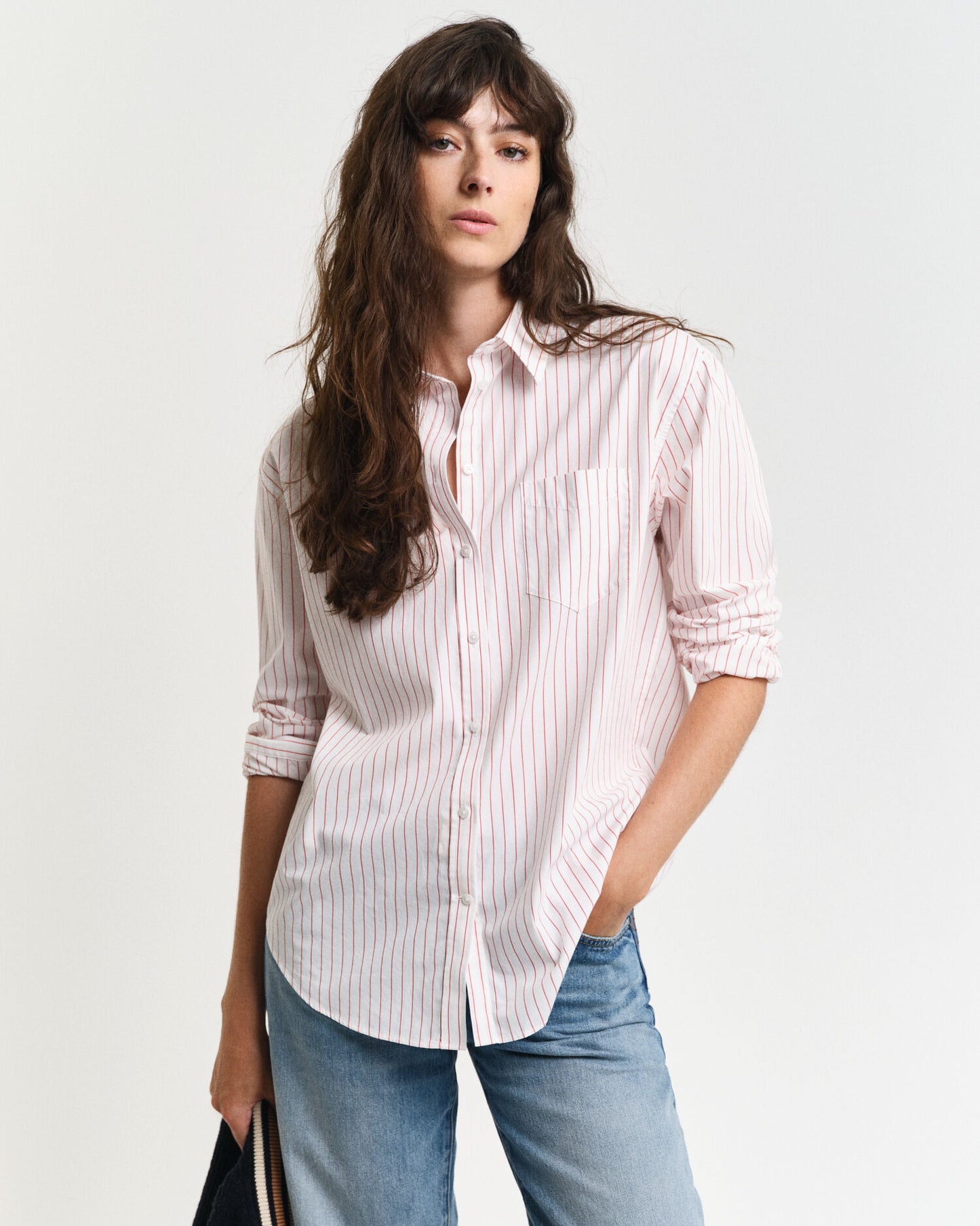 Chemise classique en popeline rayée coupe décontractée