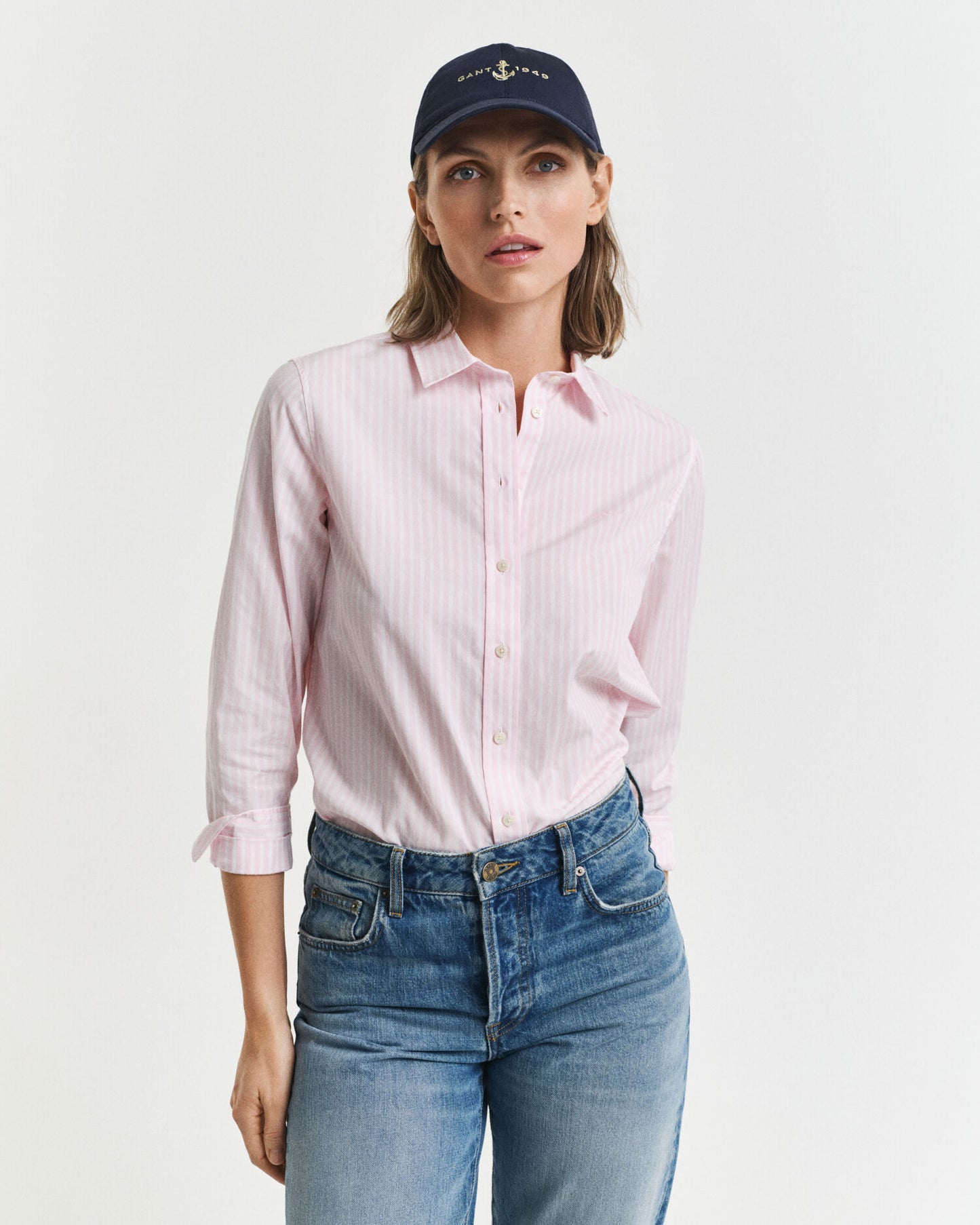 Chemise Popeline Rayée Classique Coupe Droite