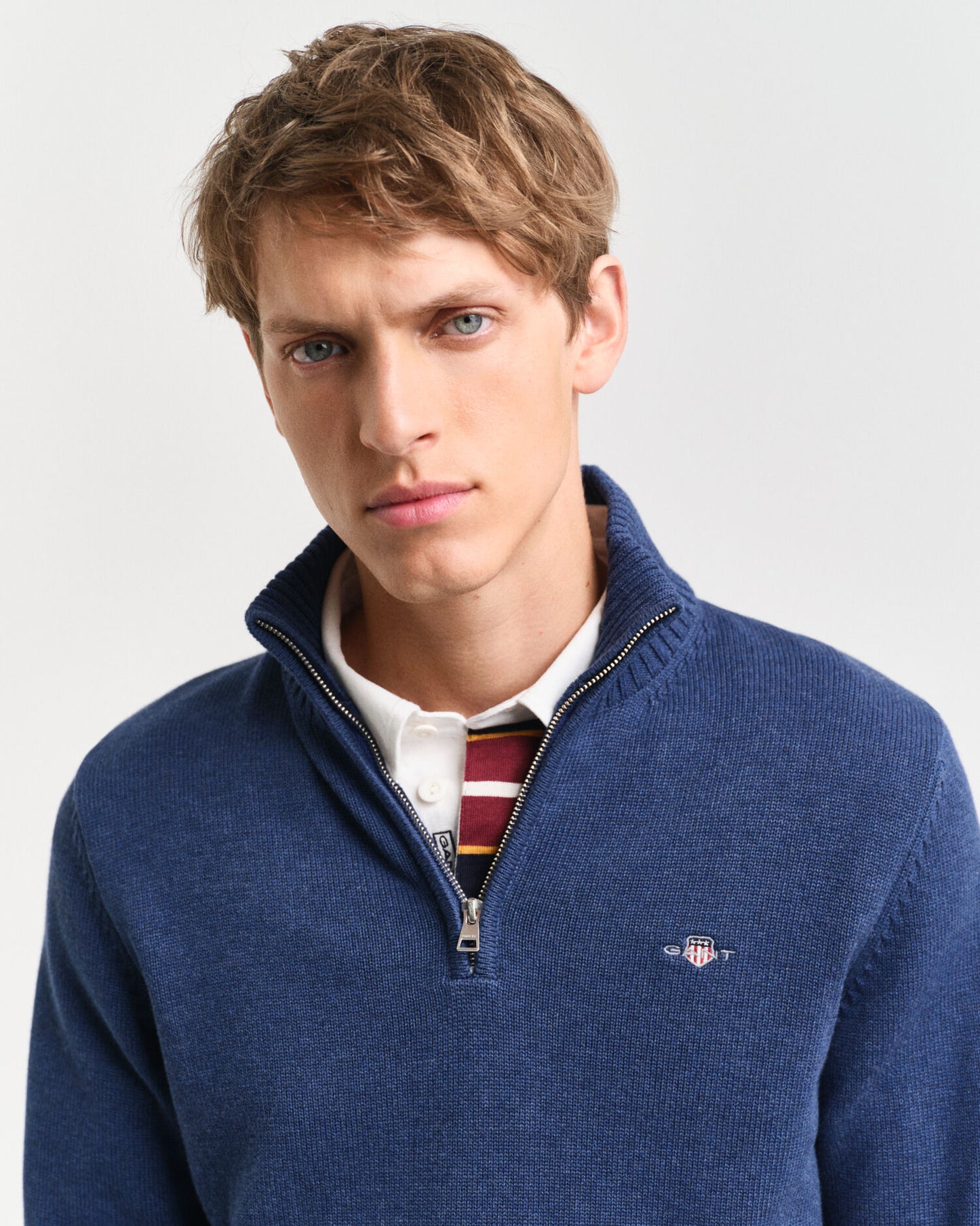 Lässiger Baumwoll-Half-Zip-Pullover
