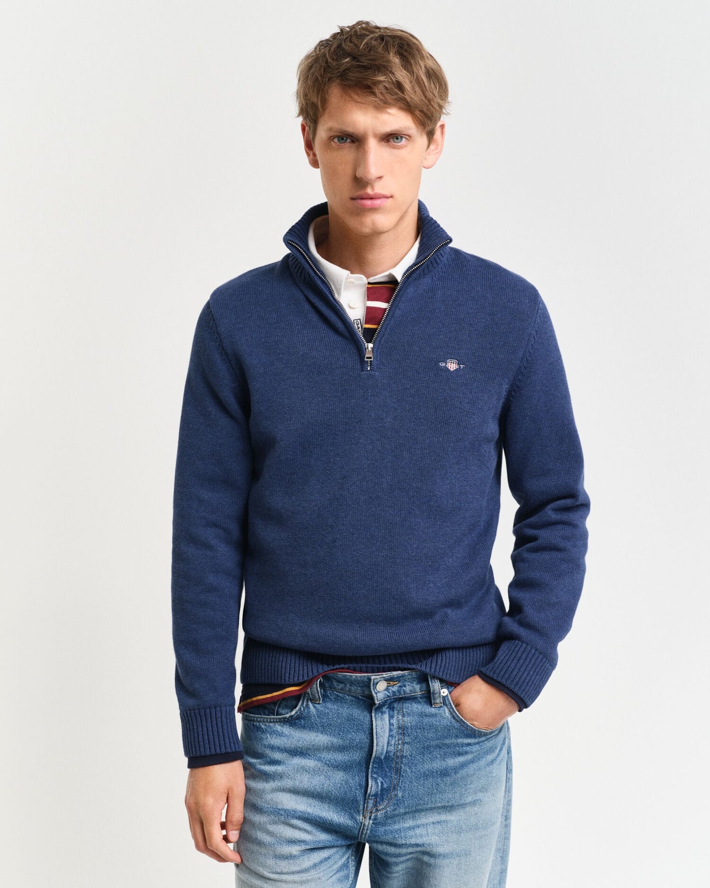 Lässiger Baumwoll-Half-Zip-Pullover