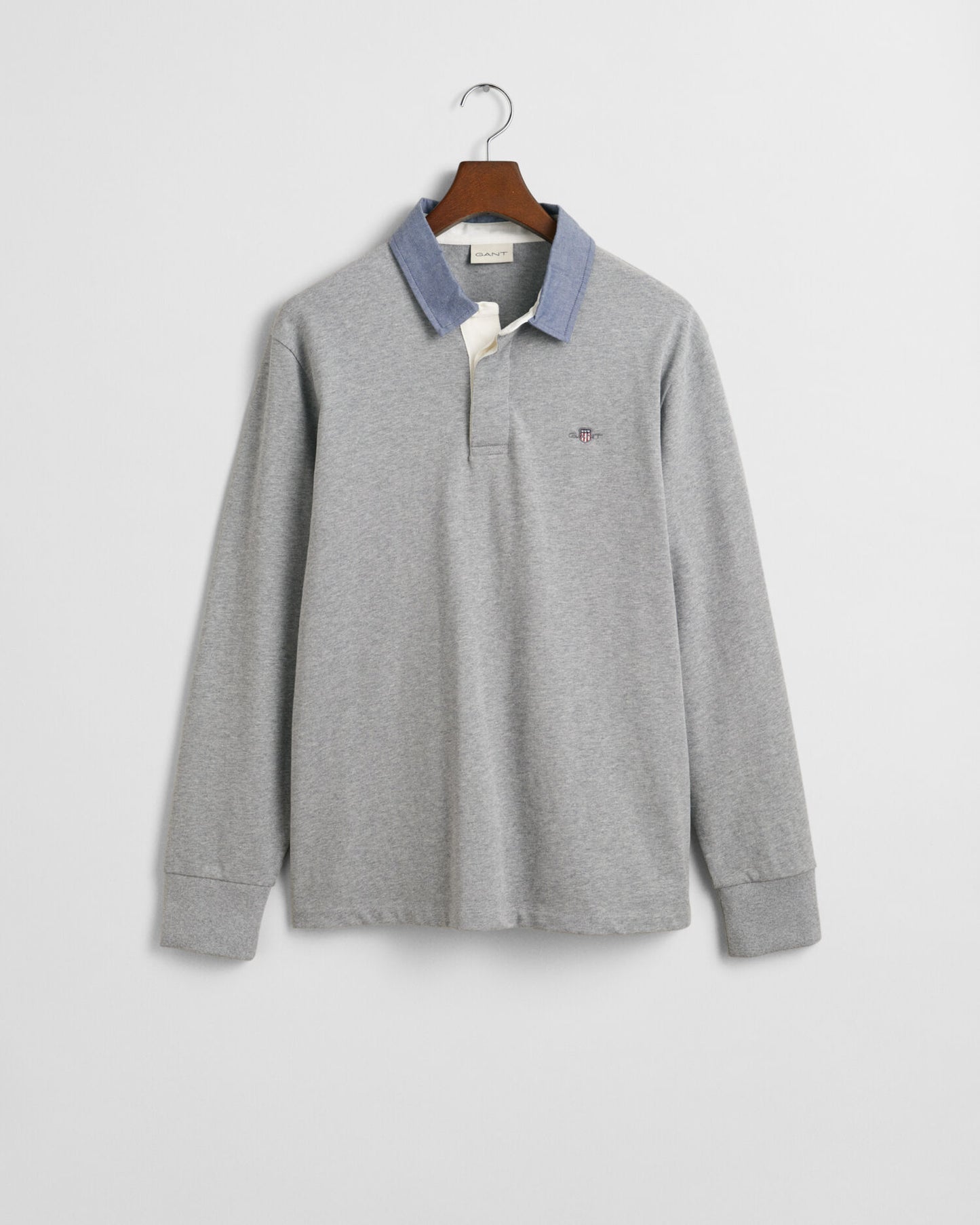 Rugby-Polohemd mit Chambray-Kragen