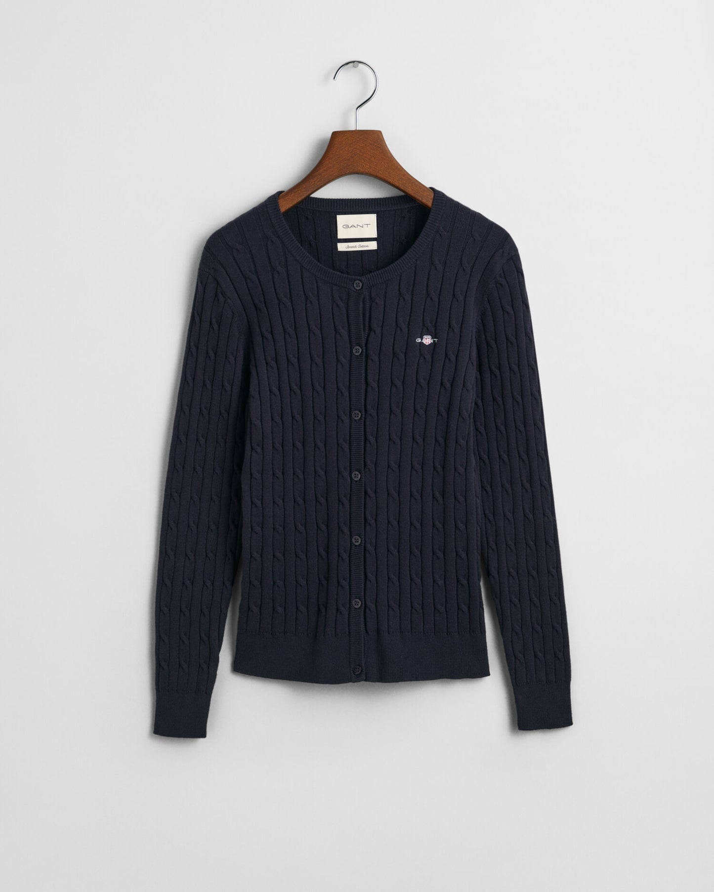 Stretch Cotton Cable Knit Cardigan