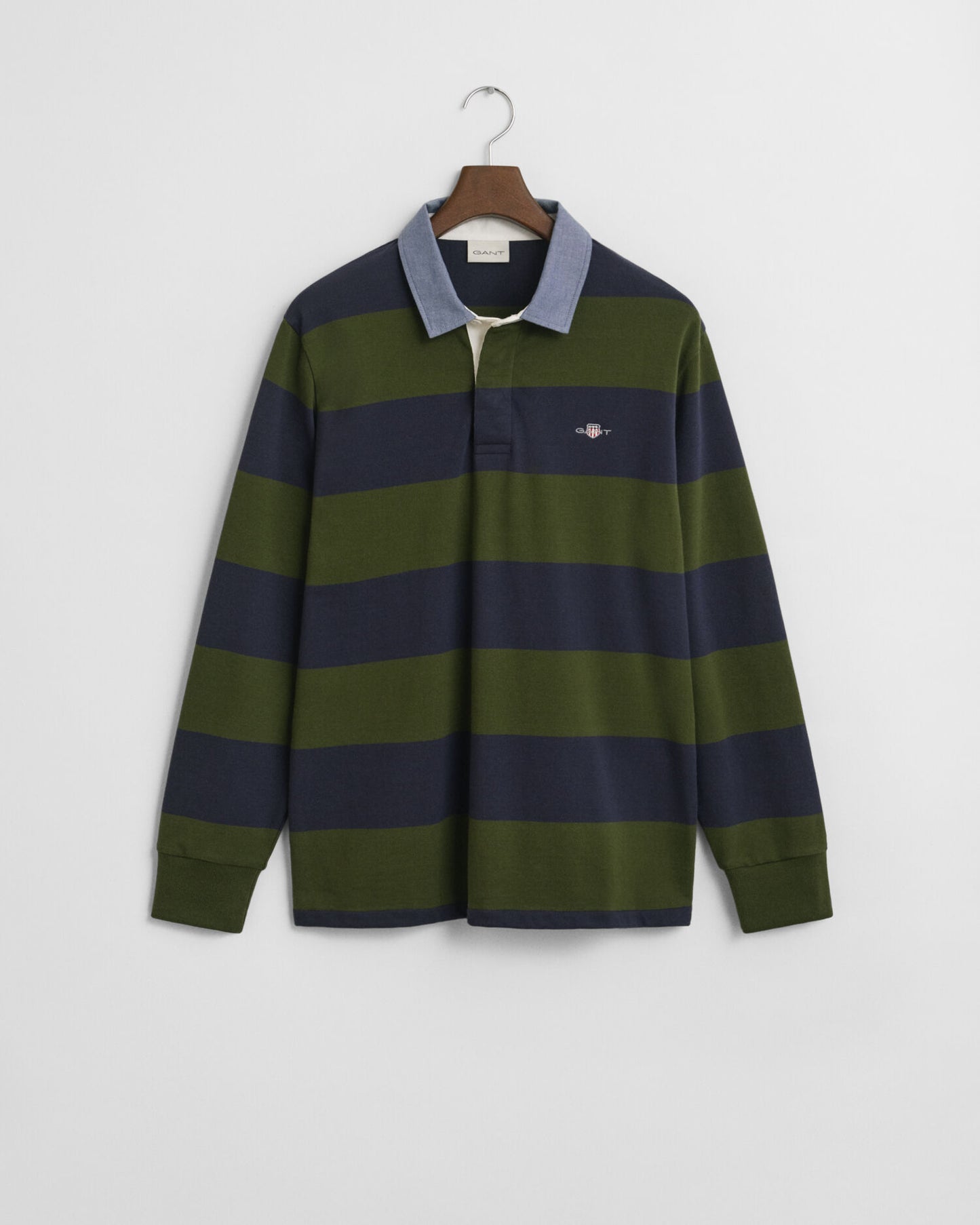 Polo lourd rayé à col en chambray