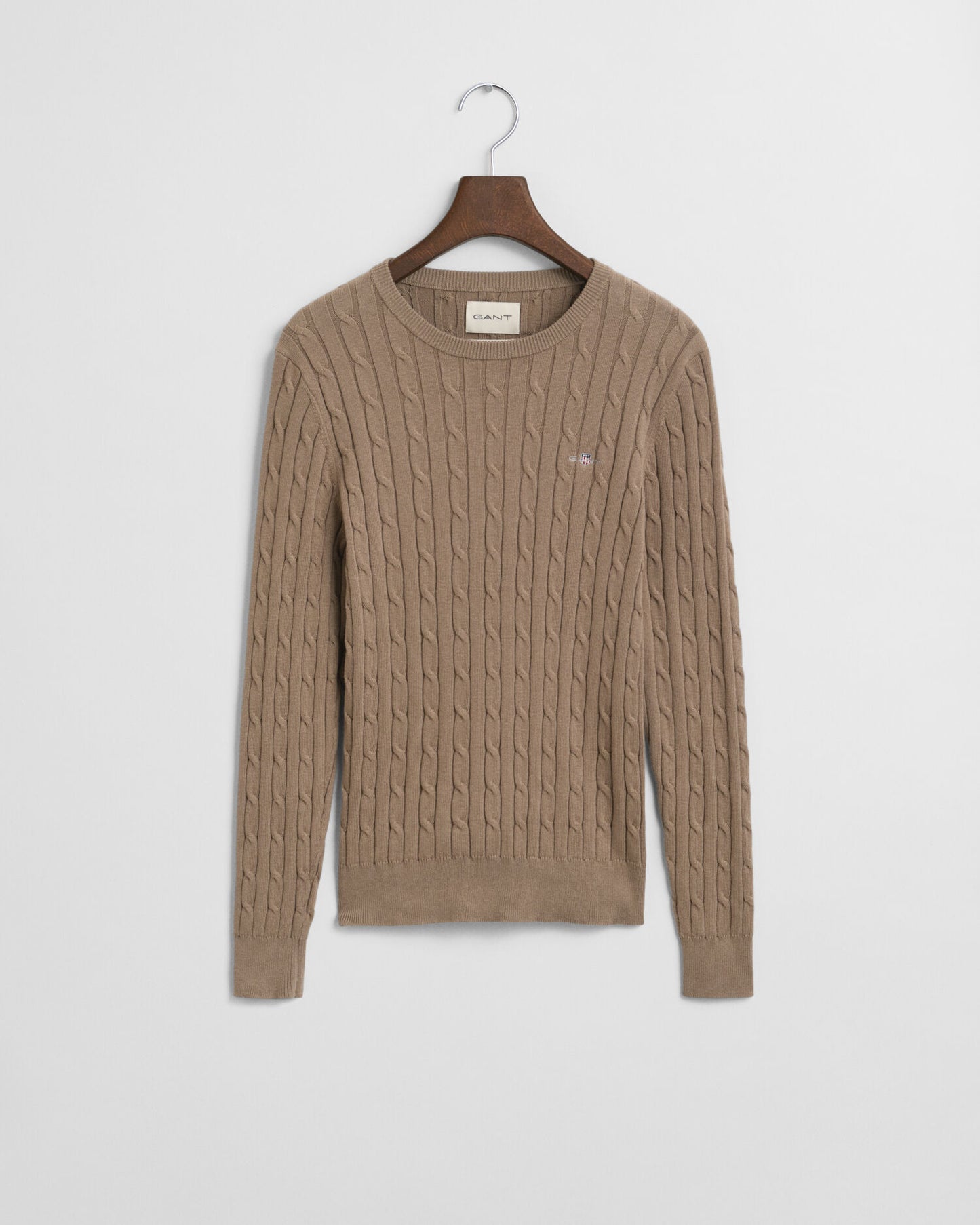 Pull ras du cou en maille torsadée de coton stretch