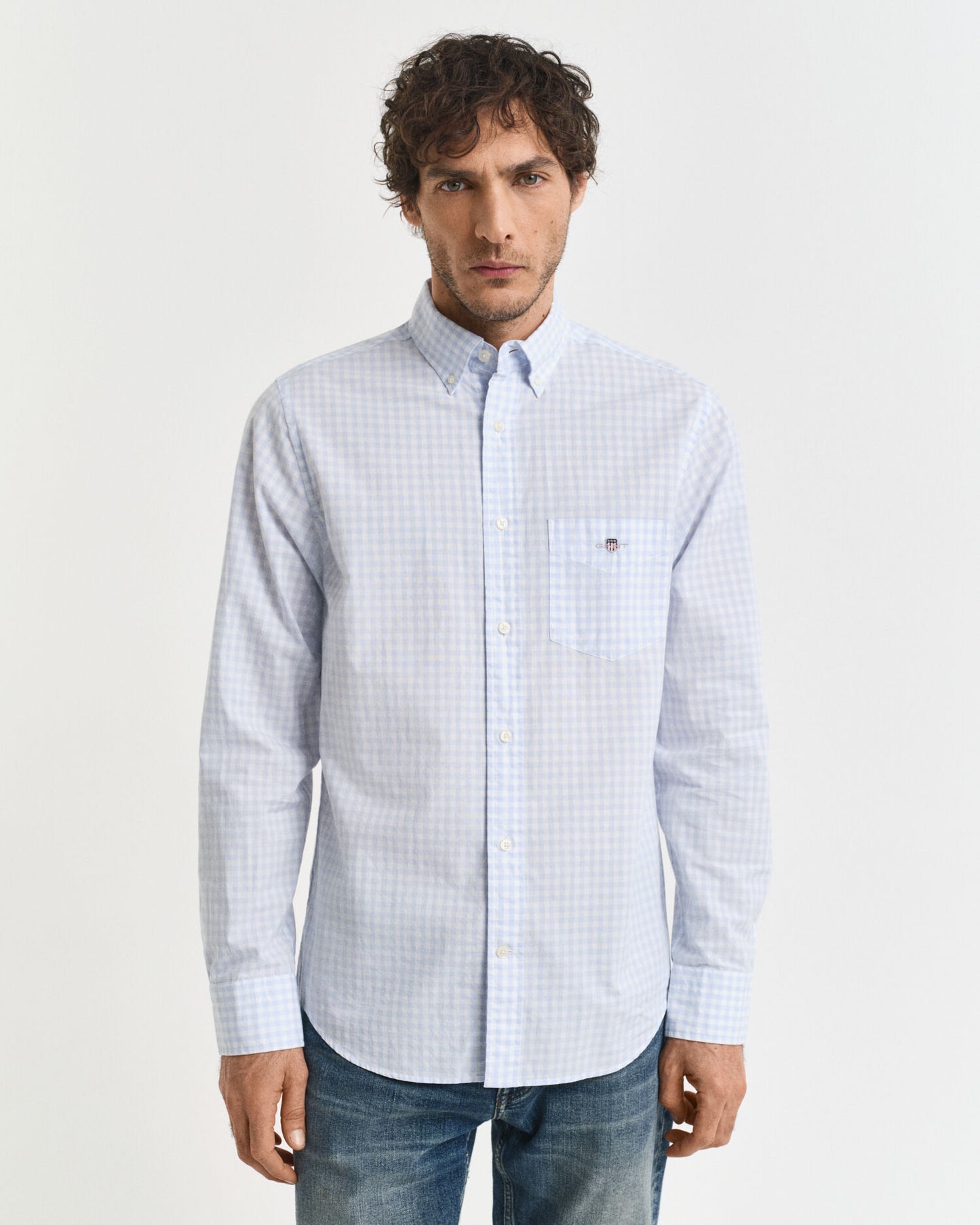 Regular Fit Klassisches Gingham Popeline Hemd