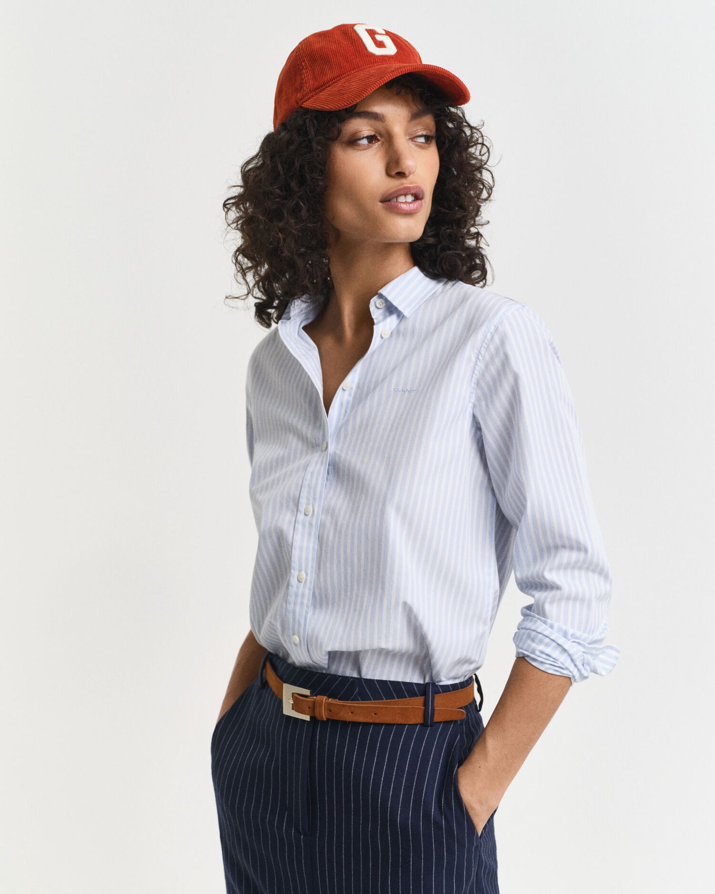 Chemise en popeline à rayures classiques coupe droite