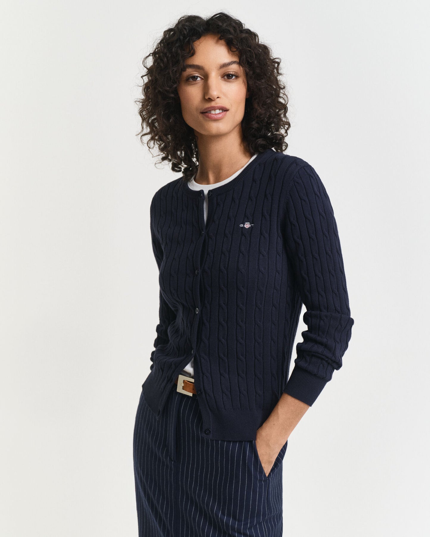Cardigan en maille torsadée de coton stretch