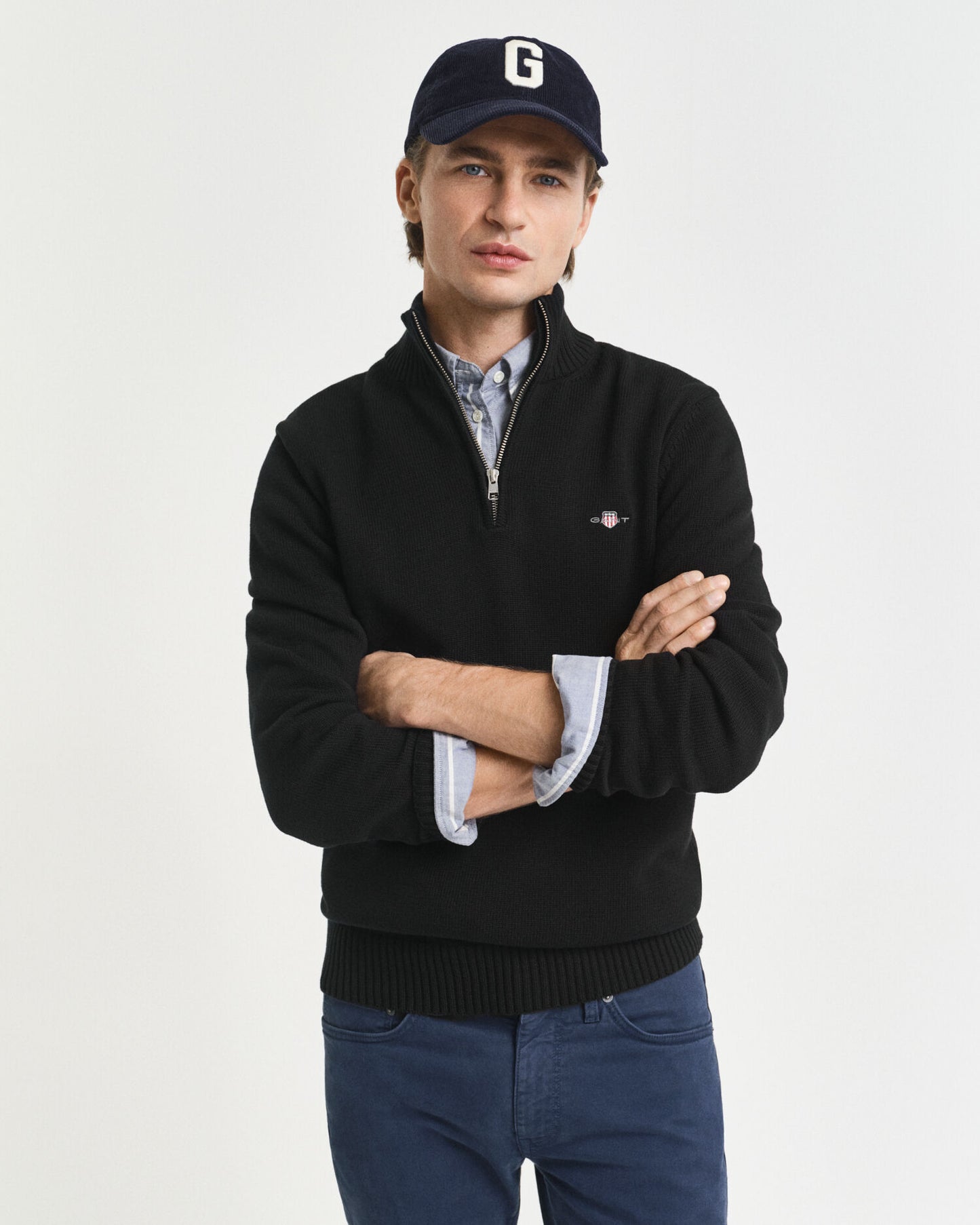 Lässiger Baumwoll-Half-Zip-Pullover