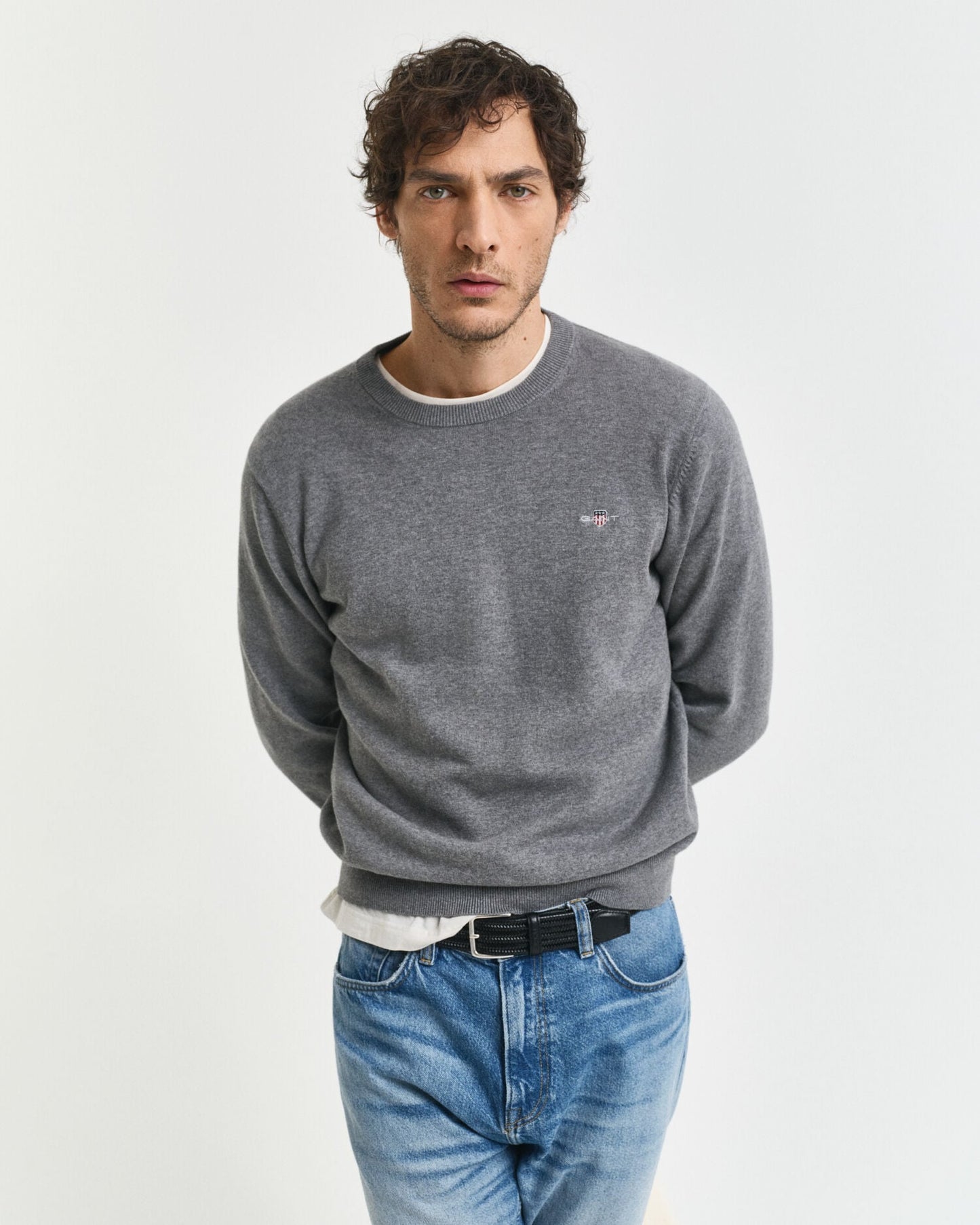 Klassischer Pullover mit Rundhalsausschnitt aus Baumwolle