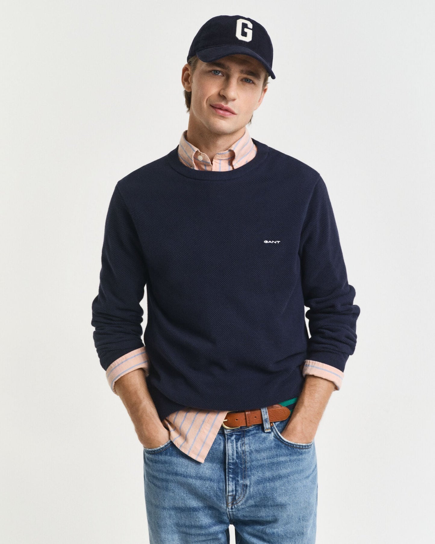 Pull ras du cou en piqué de coton