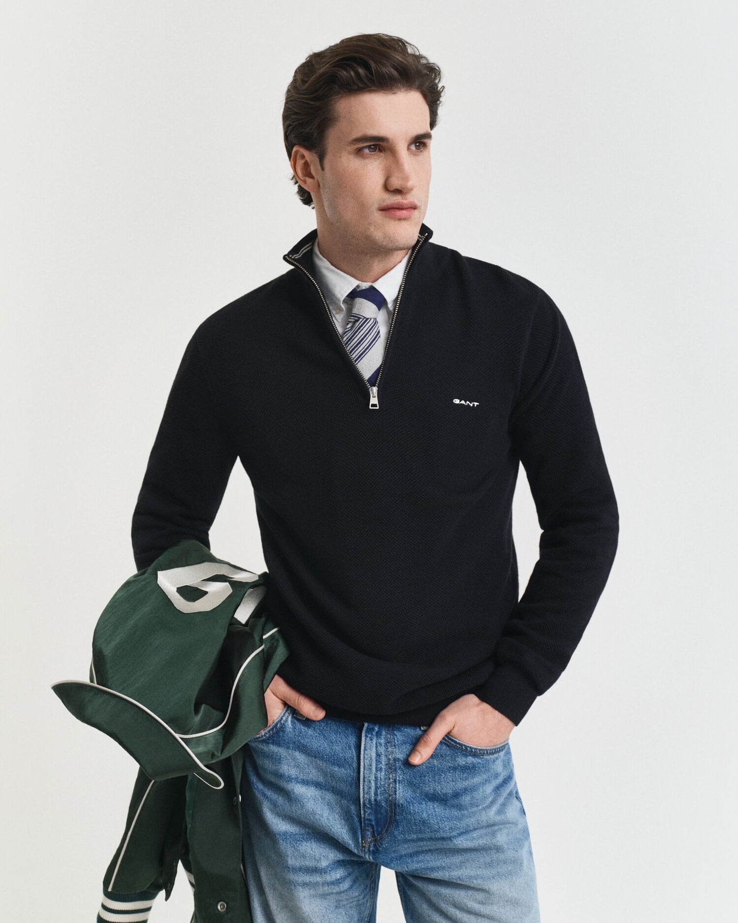 Baumwoll-Pikee-Half-Zip-Pullover