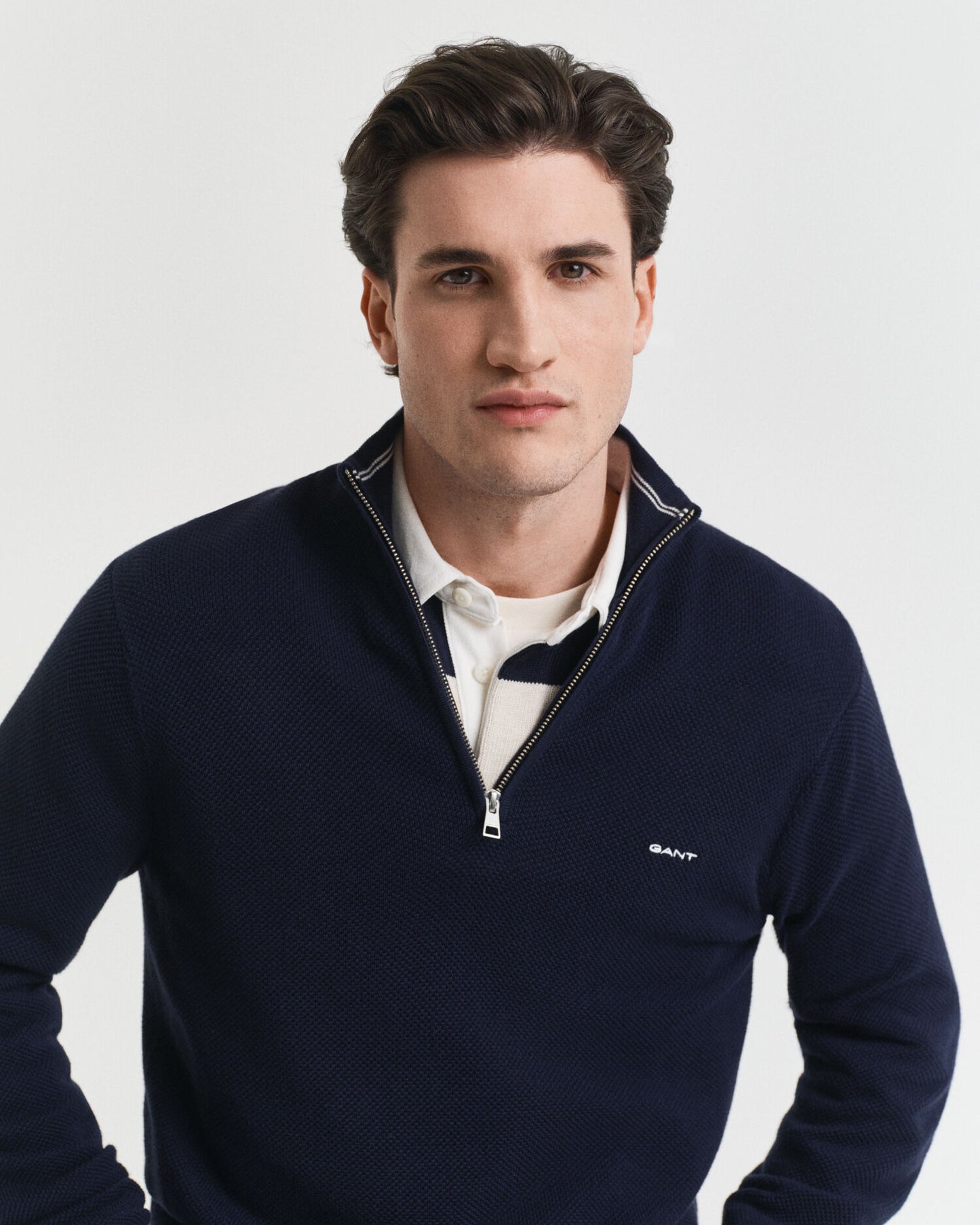 Baumwoll-Pikee-Half-Zip-Pullover
