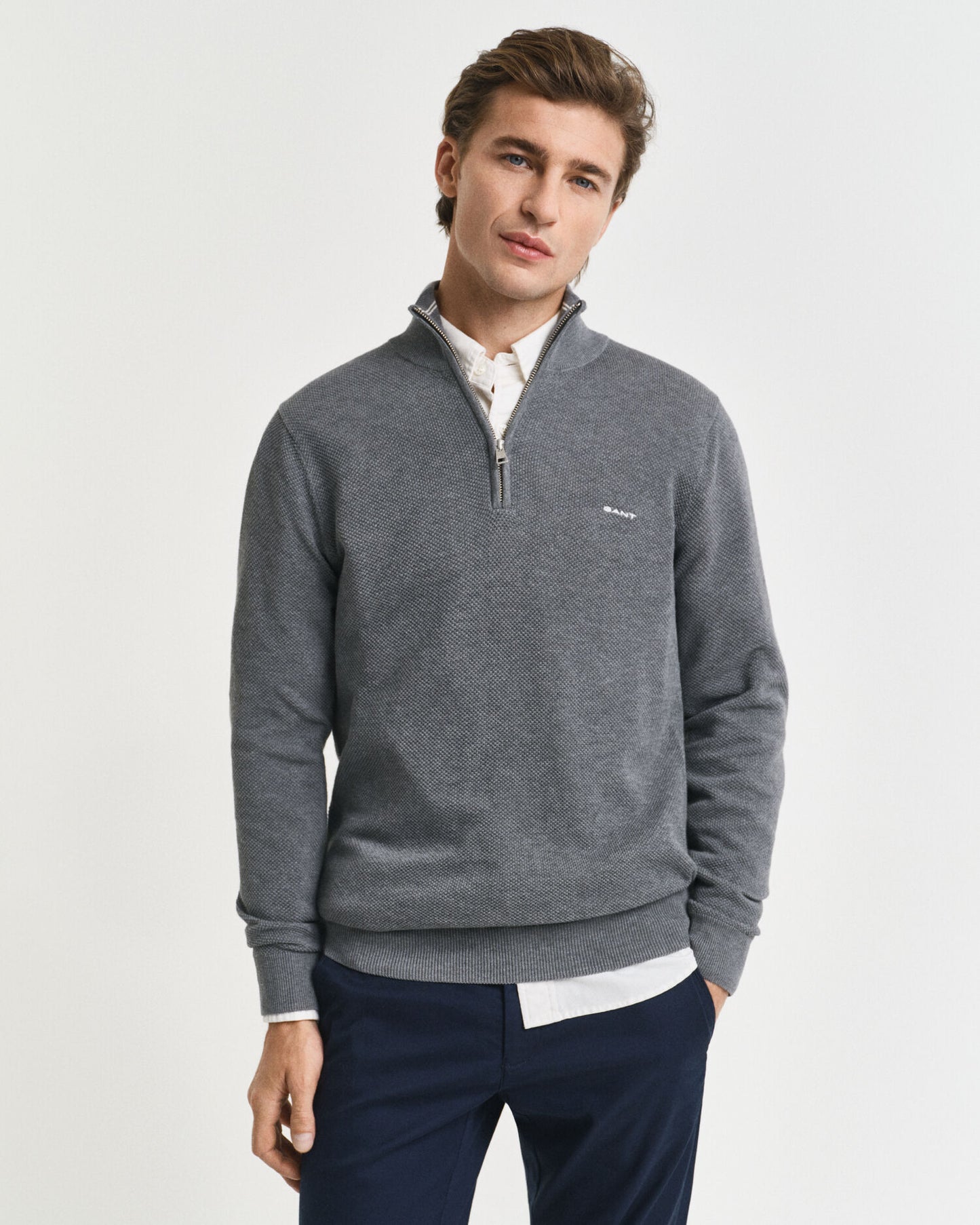 Baumwoll-Pikee-Half-Zip-Pullover
