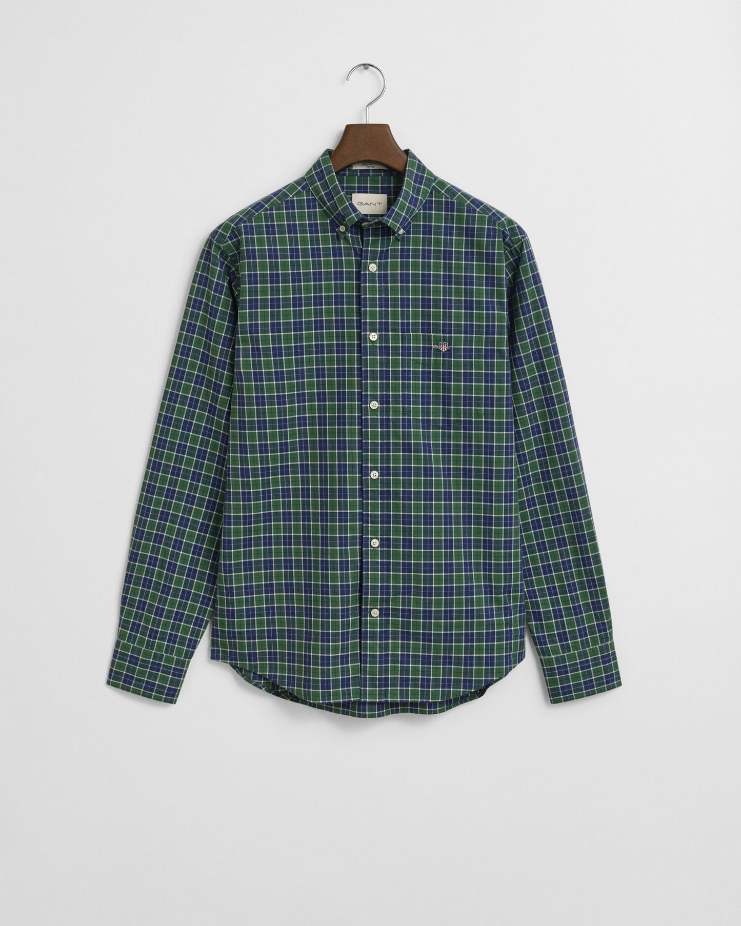 Chemise classique à carreaux en popeline coupe droite