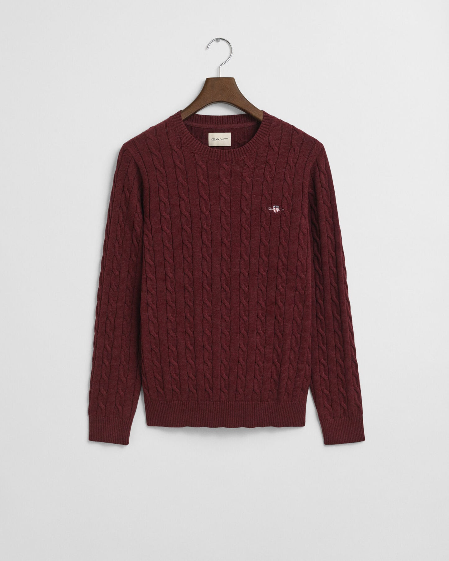 Pullover aus Baumwollzopfstrick mit Rundhalsausschnitt
