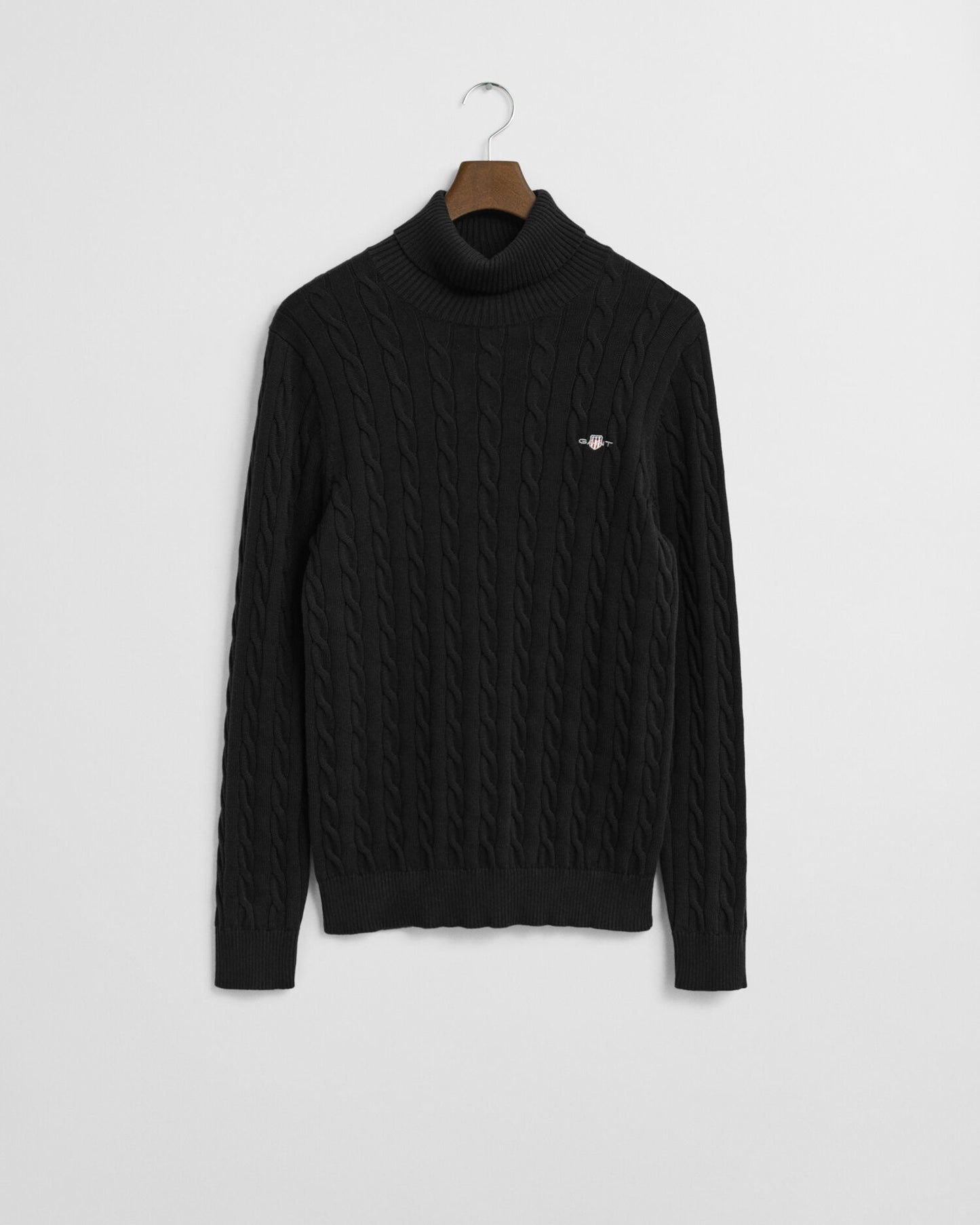 Baumwoll-Zopfstrick-Rollkragenpullover