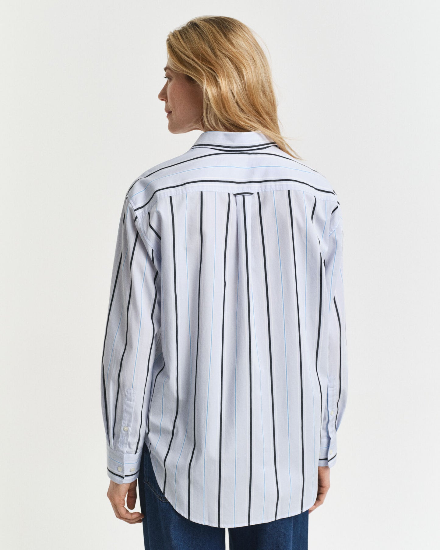 Relaxed Fit Klassisches Gestreiftes Popelinehemd
