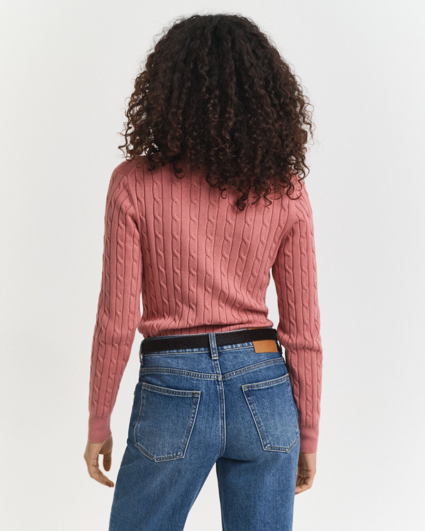 Pull col V en tricot torsadé de coton extensible
