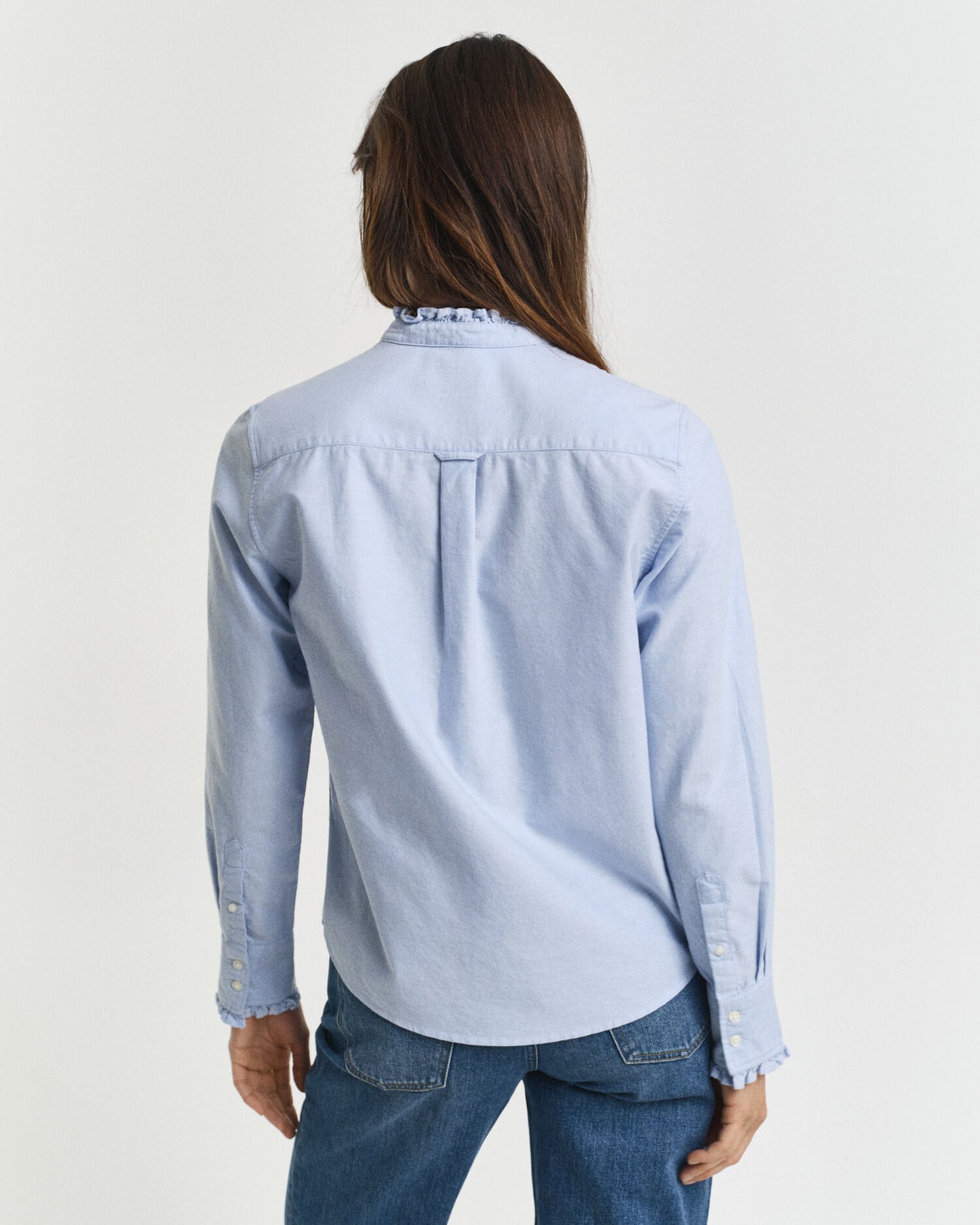 Klassische Oxford-Rüschenbluse