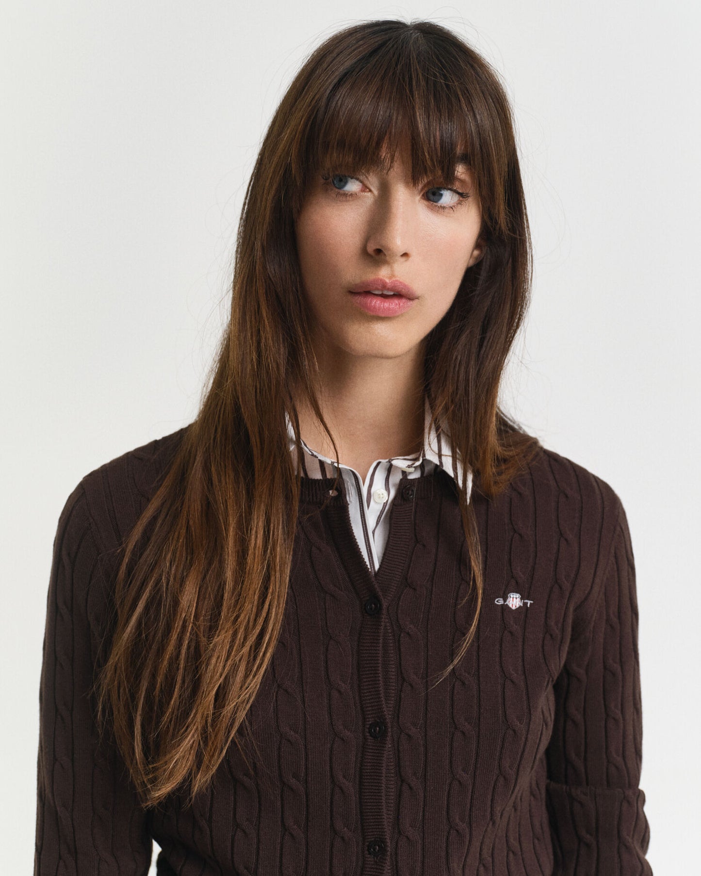 Cardigan en maille torsadée de coton stretch