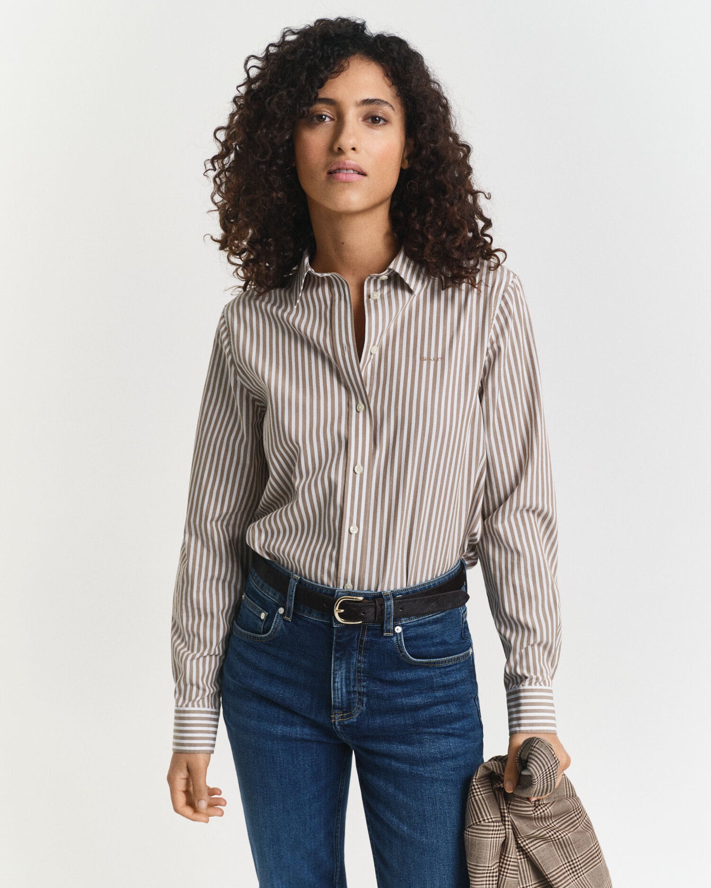 Chemise en popeline à rayures classiques coupe droite