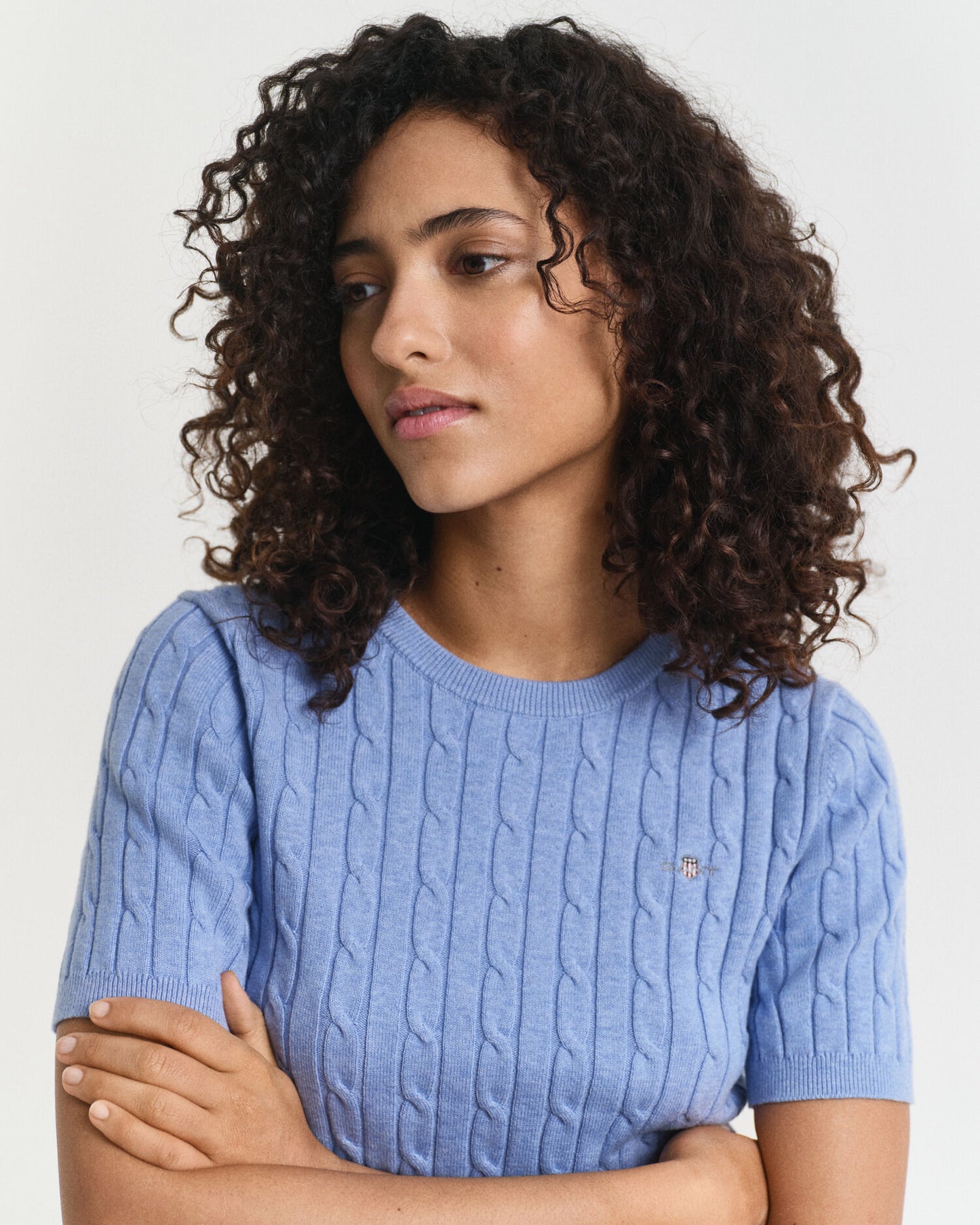 Pull en coton extensible à maille torsadée
