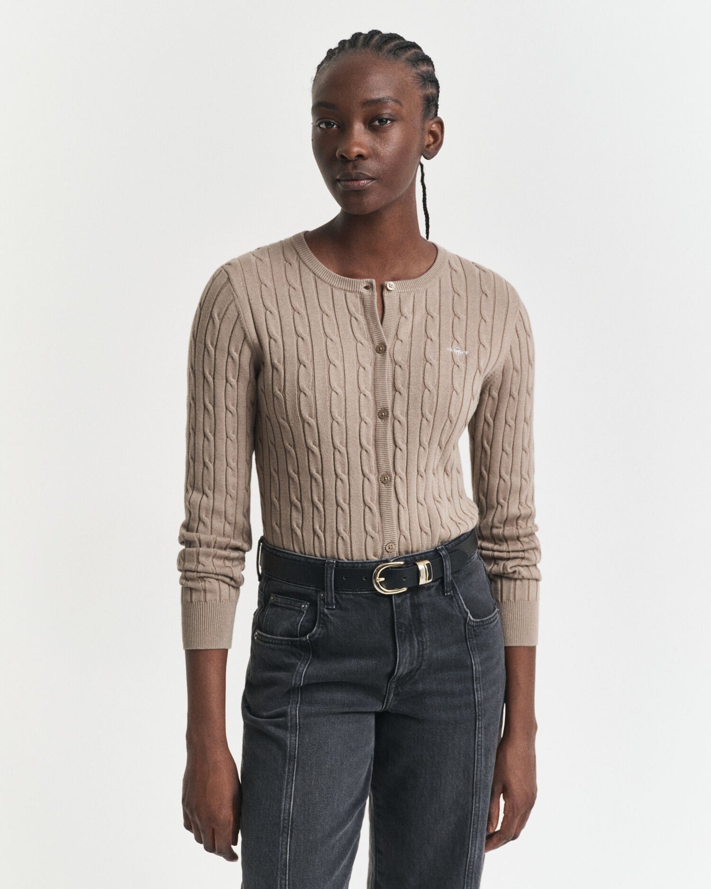 Cardigan en maille torsadée de coton stretch
