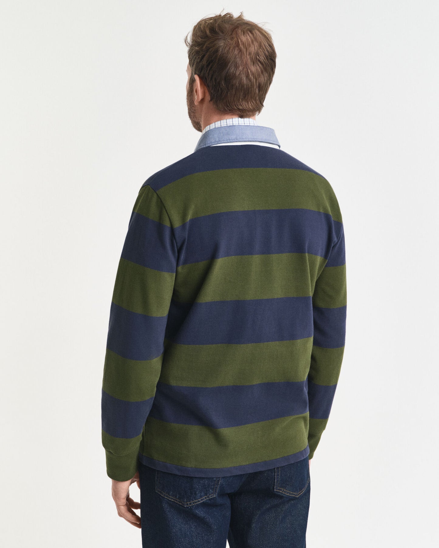 Polo lourd rayé à col en chambray