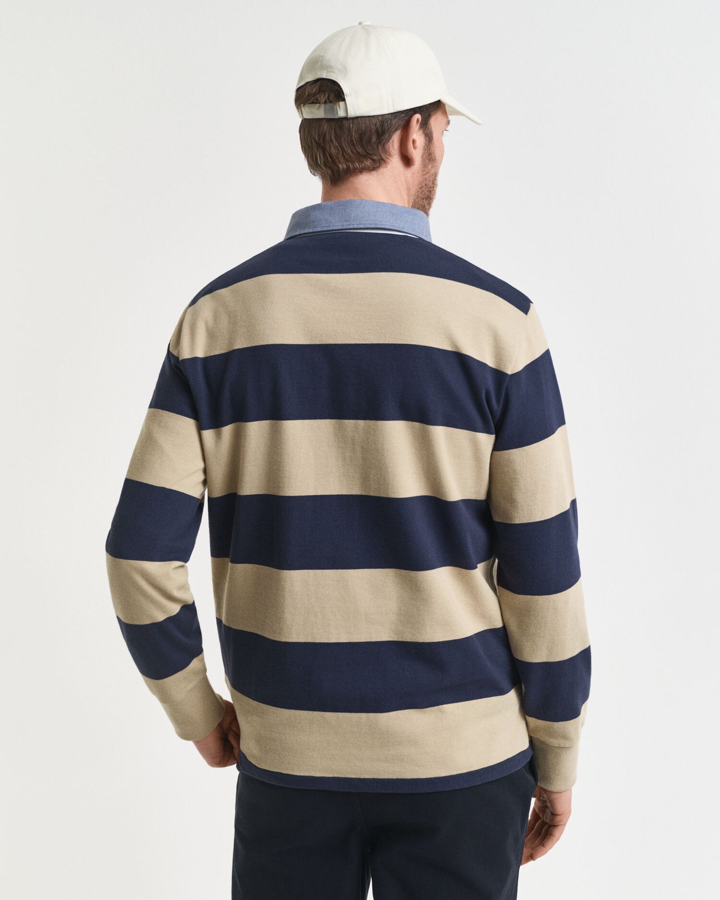 Rugger rayé épais à col chambray
