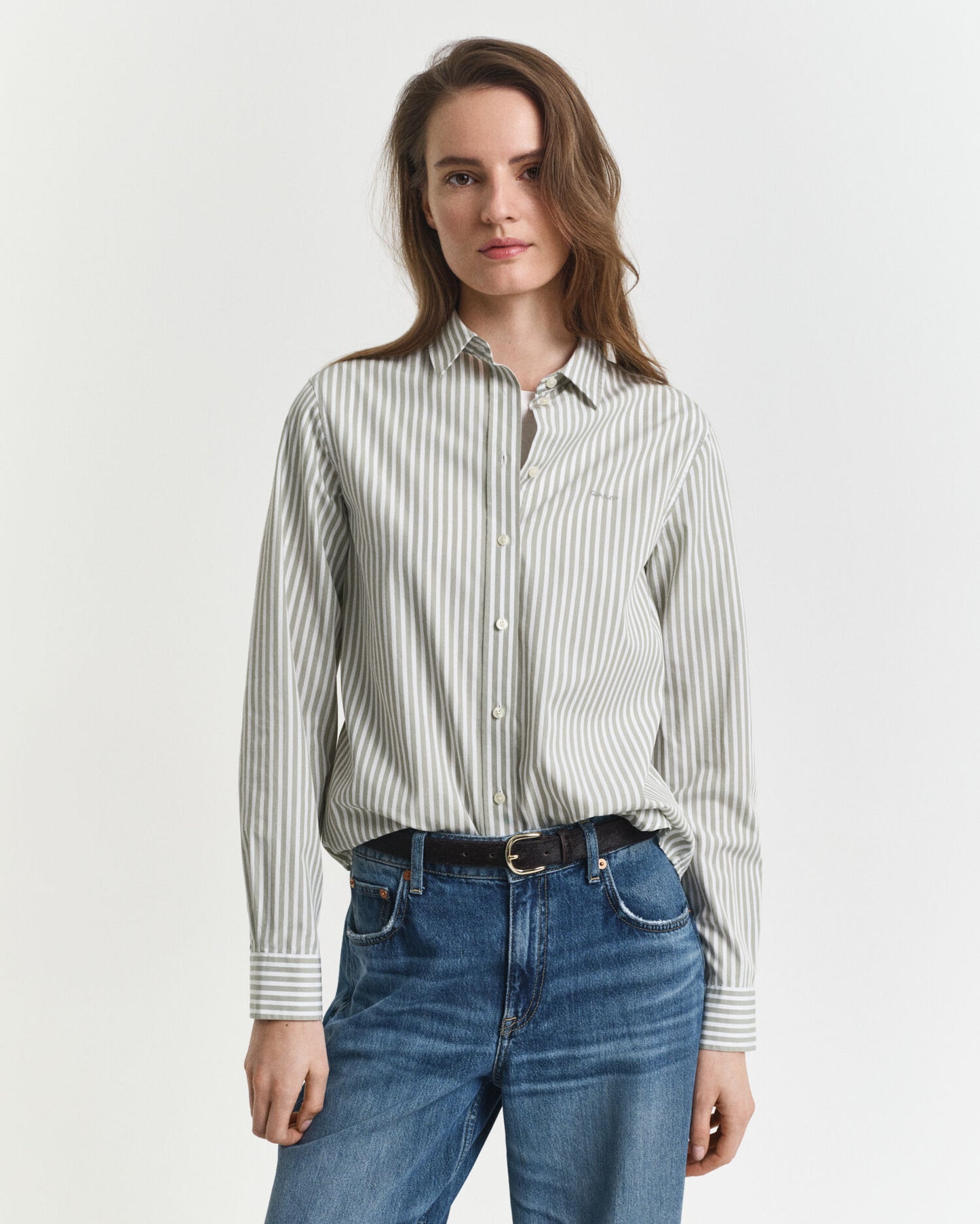 Chemise en popeline à rayures classiques coupe droite