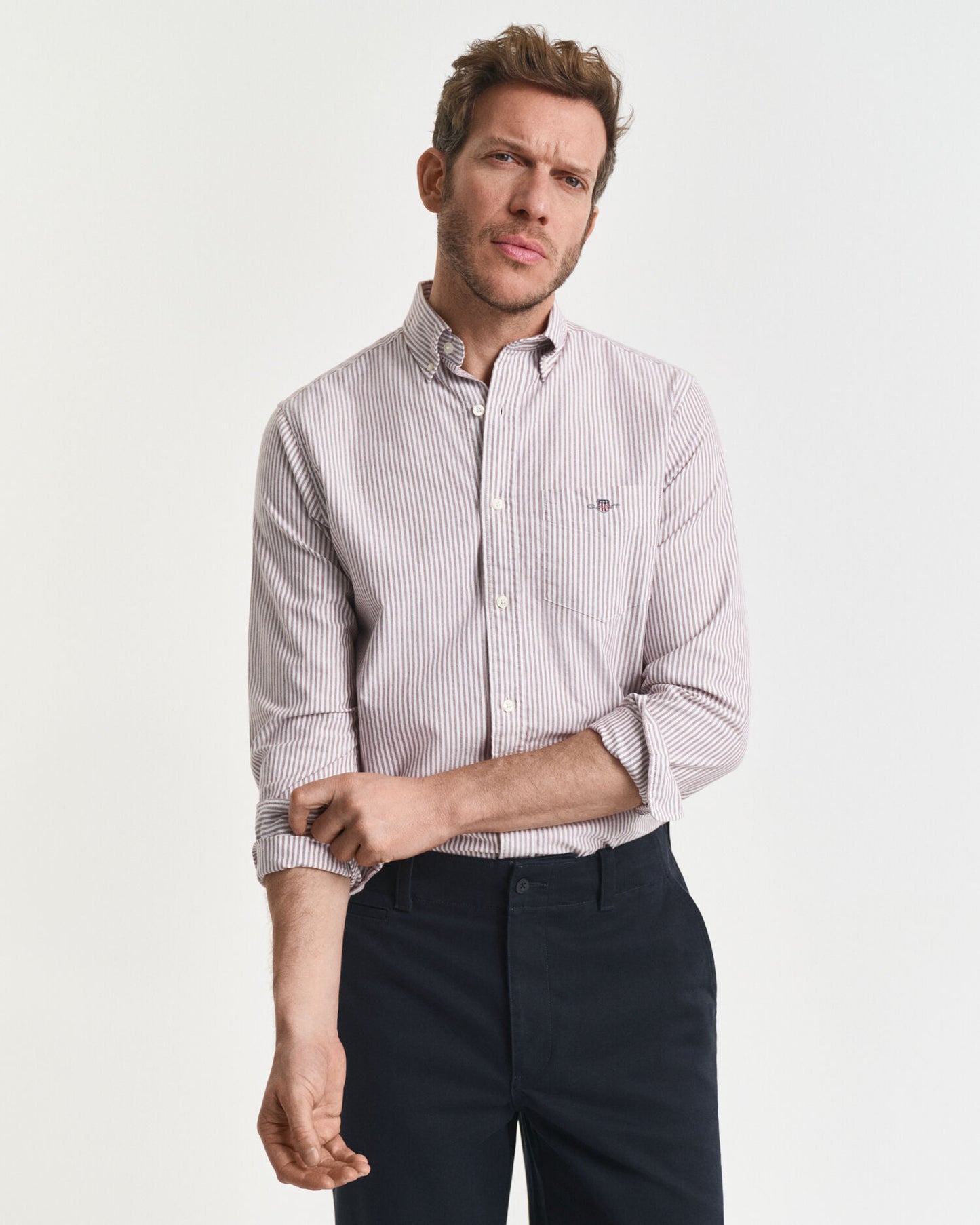 Chemise Oxford classique rayée banquier coupe regular