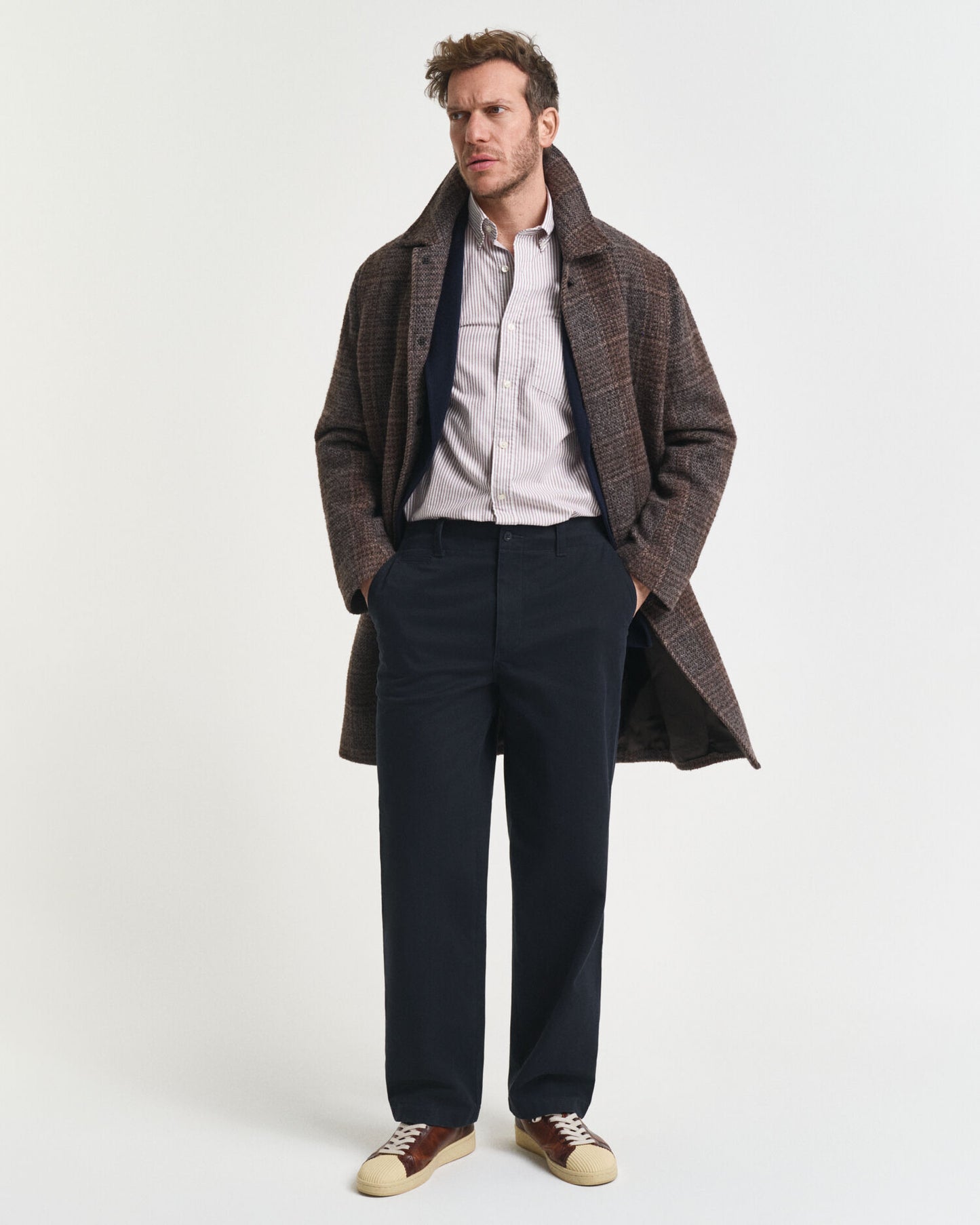 Chemise Oxford classique à rayures banquier coupe droite