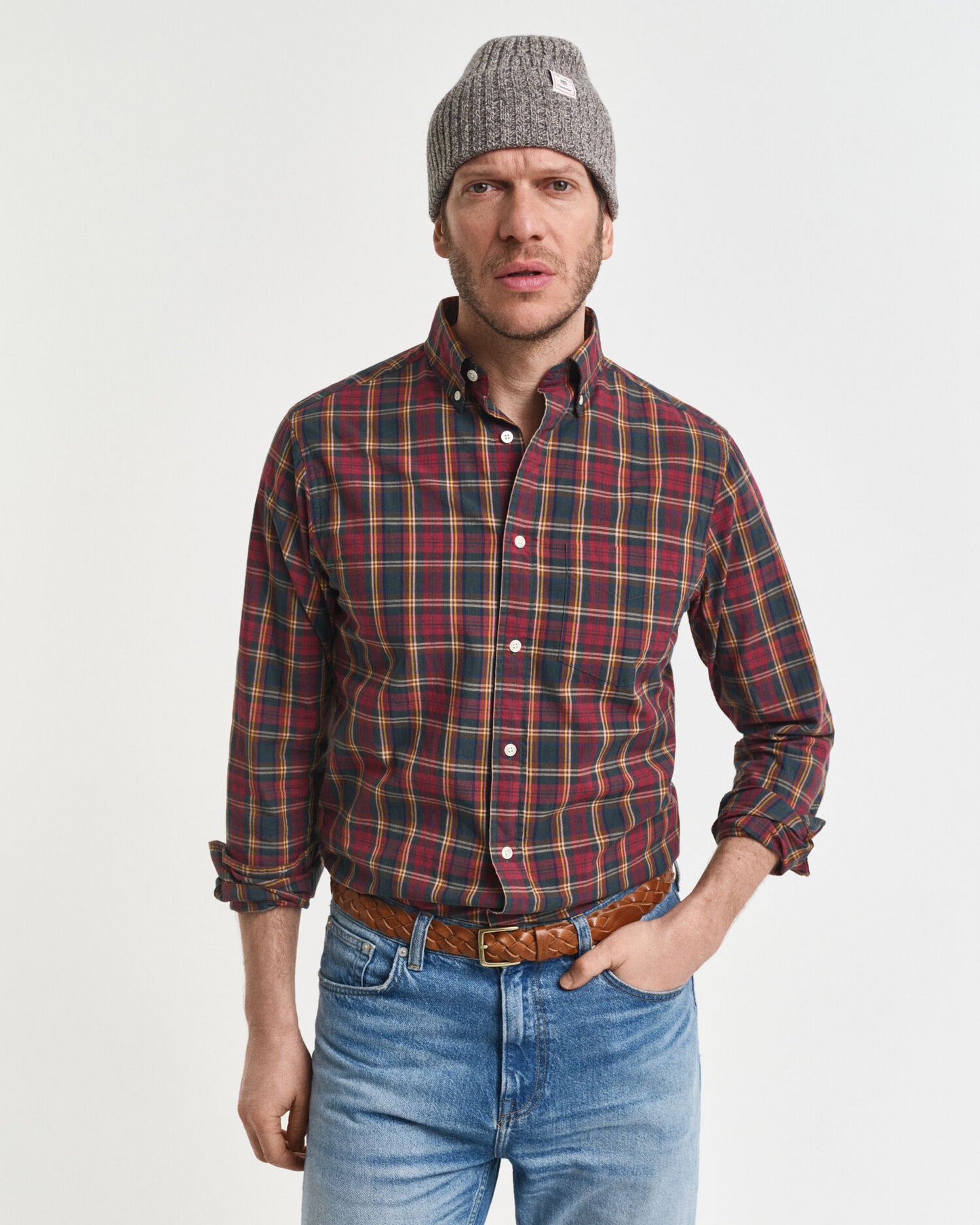 Regular Fit kariertes Archiv-Popelinehemd