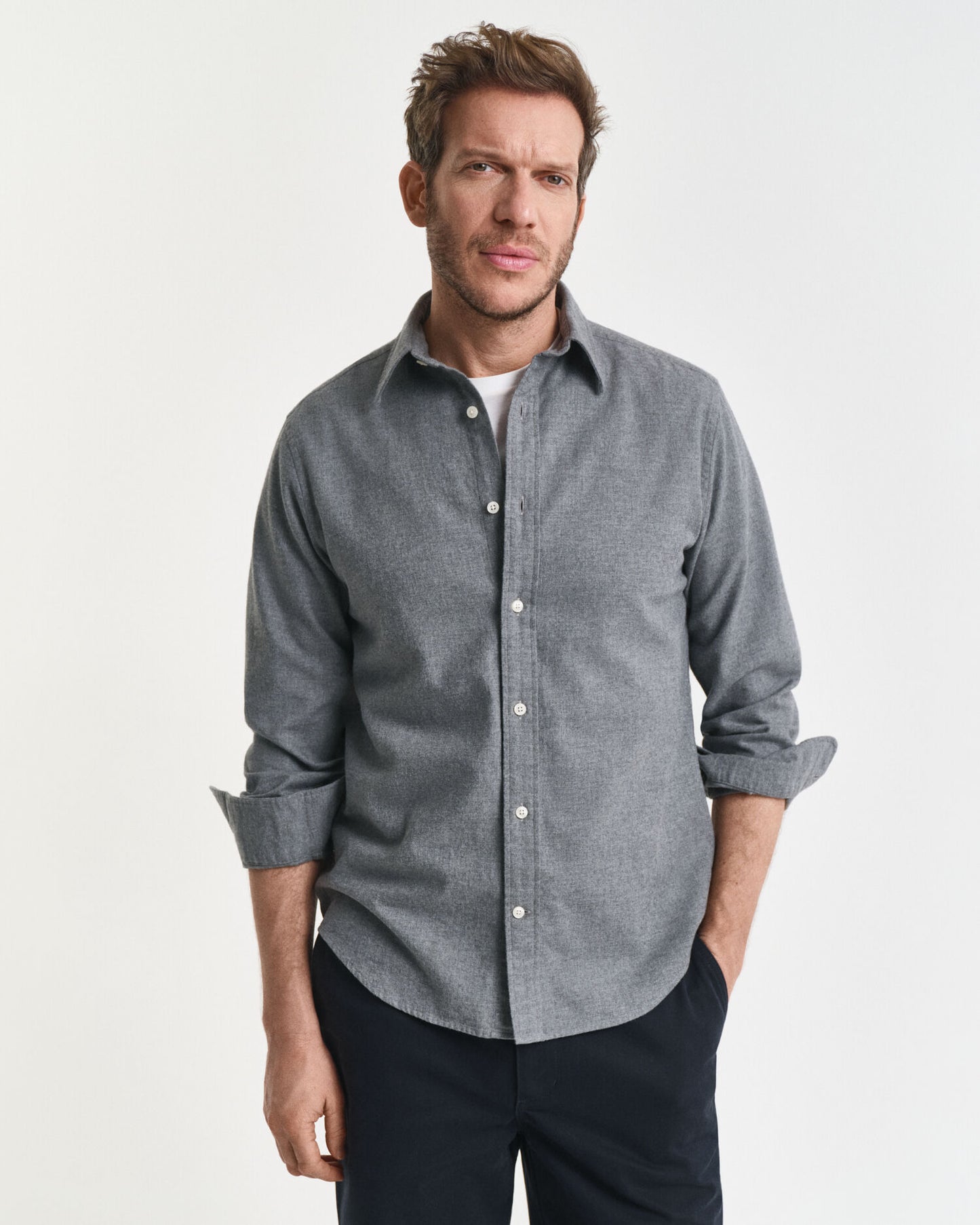 Chemise en flanelle chinée coupe droite