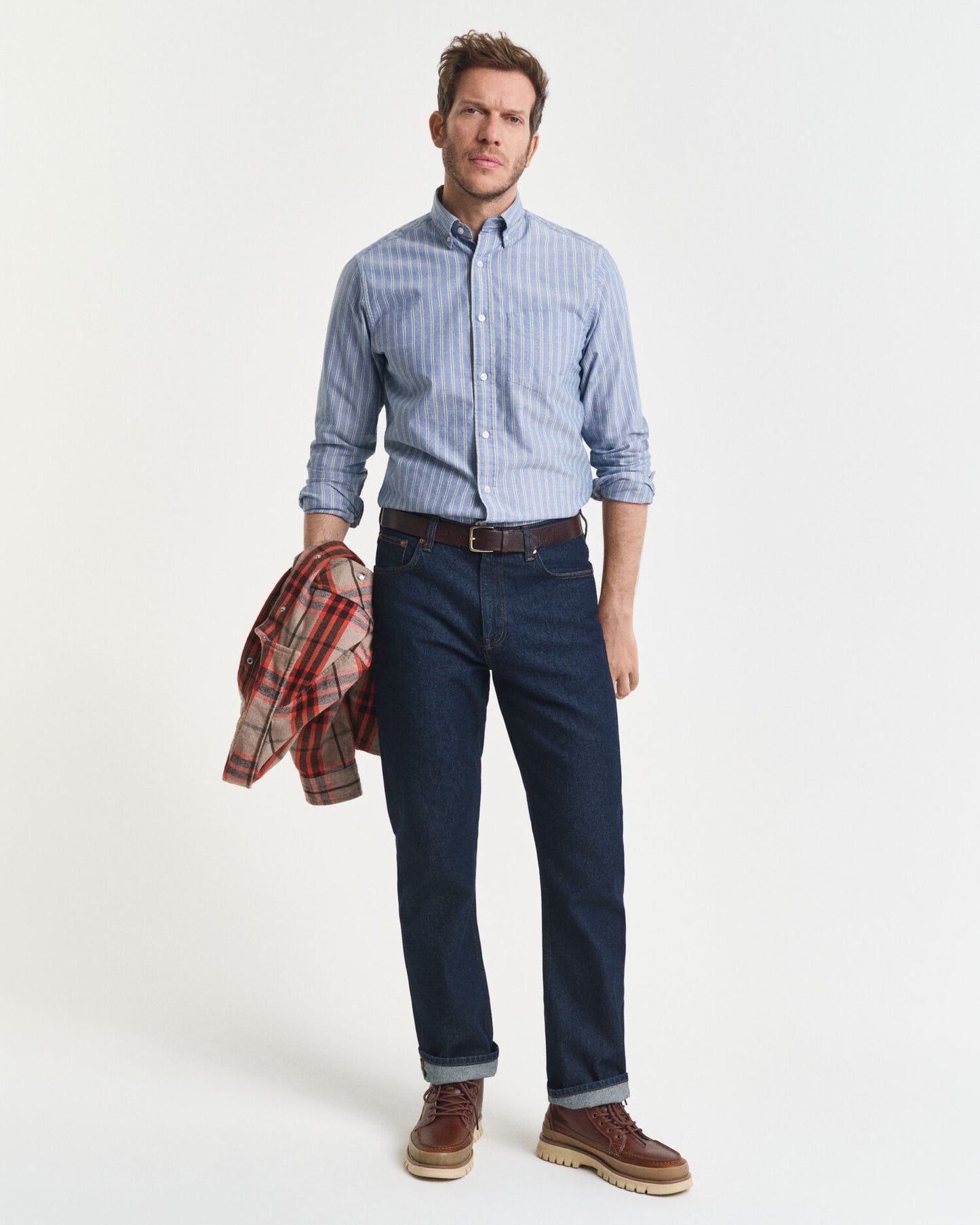 Regular Fit Gestreiftes Oxford-Hemd mit Archivmuster