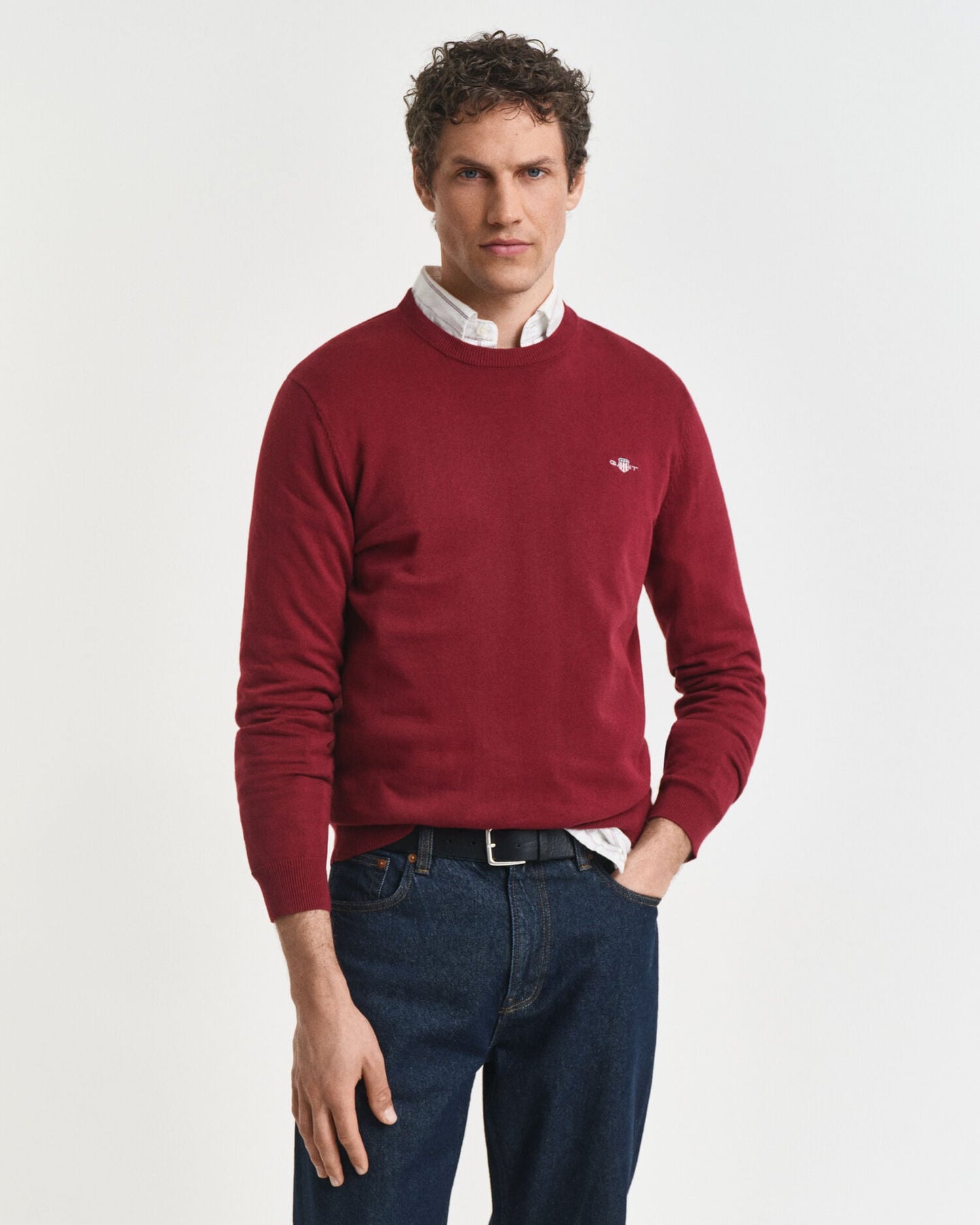 Klassischer Pullover mit Rundhalsausschnitt aus Baumwolle