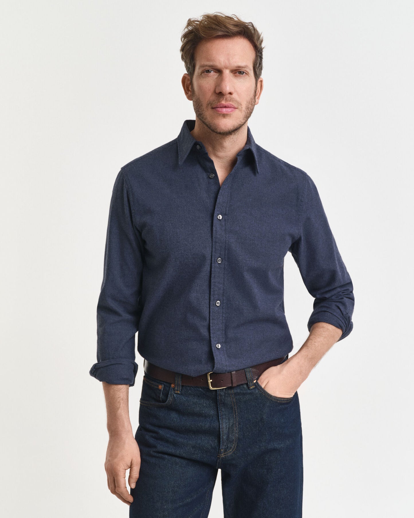 Chemise en flanelle chinée coupe droite