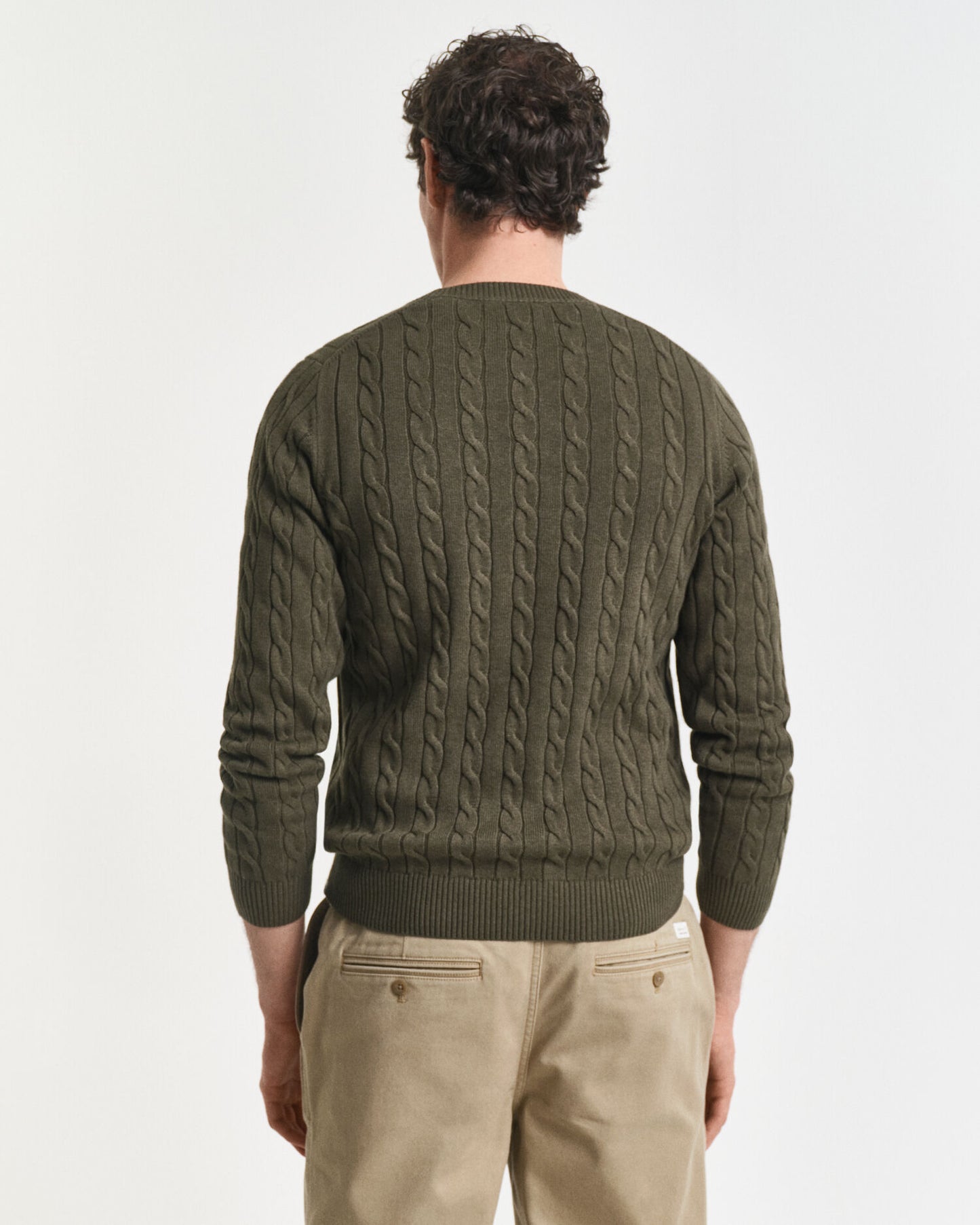 Pullover mit Rundhalsausschnitt aus Baumwolle mit Zopfmuster