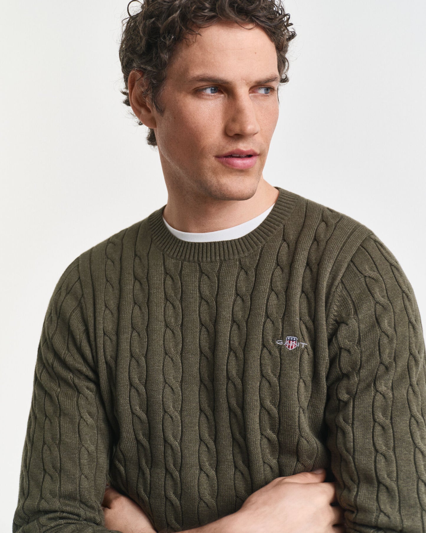 Pullover mit Rundhalsausschnitt aus Baumwolle mit Zopfmuster