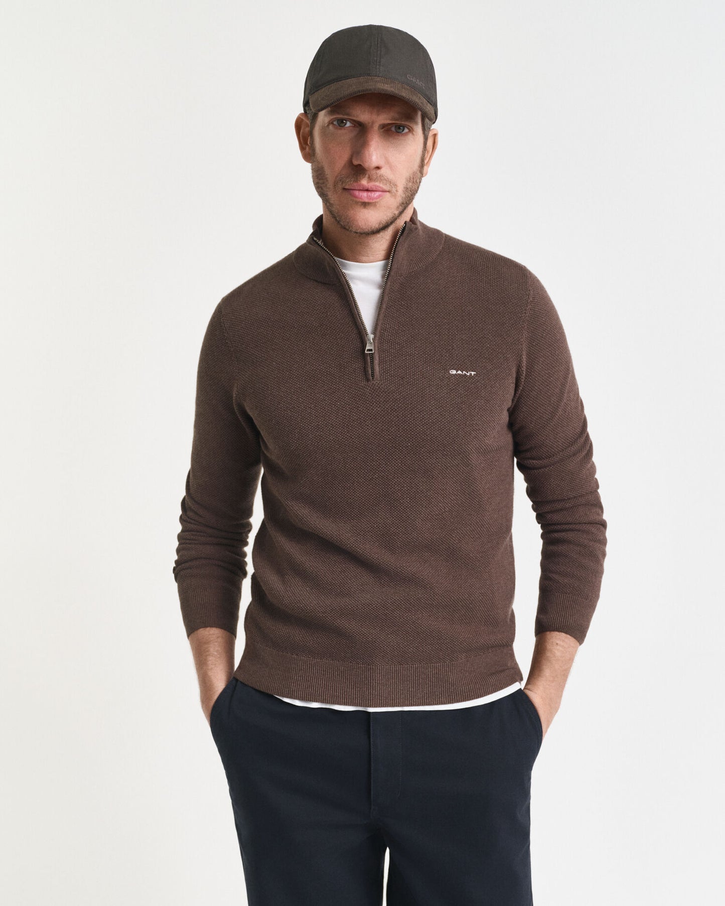 Baumwoll-Pikee-Half-Zip-Pullover