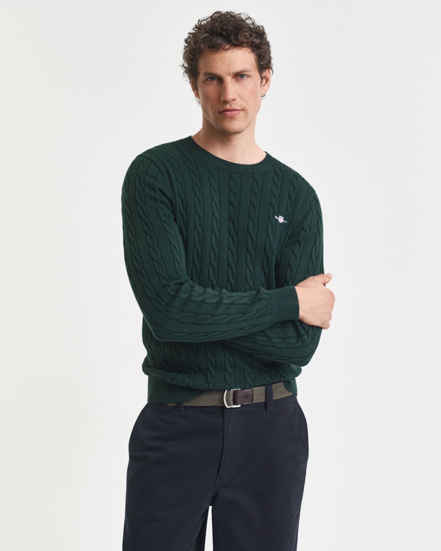 Pullover mit Rundhalsausschnitt aus Baumwolle mit Zopfmuster