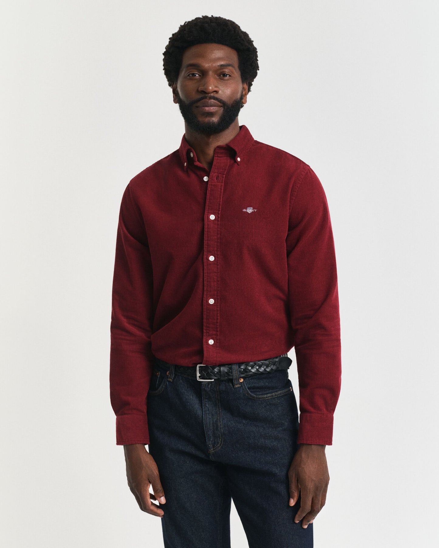 Chemise en velours côtelé de coton coupe droite
