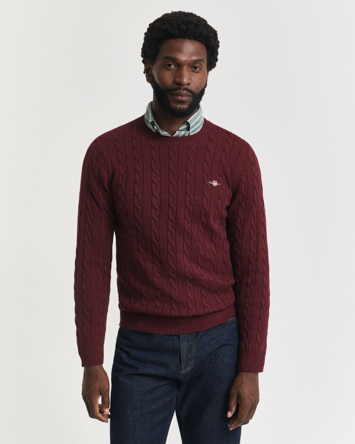 Pullover mit Rundhalsausschnitt aus Baumwolle mit Zopfmuster