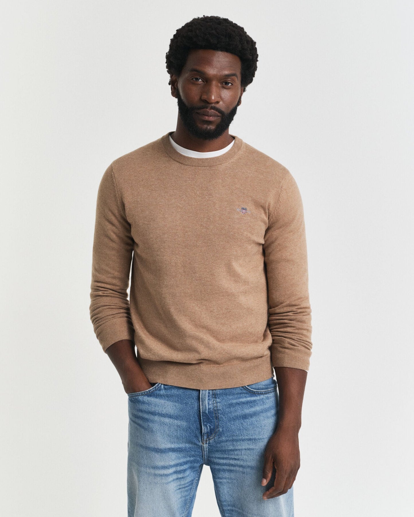 Klassischer Pullover mit Rundhalsausschnitt aus Baumwolle