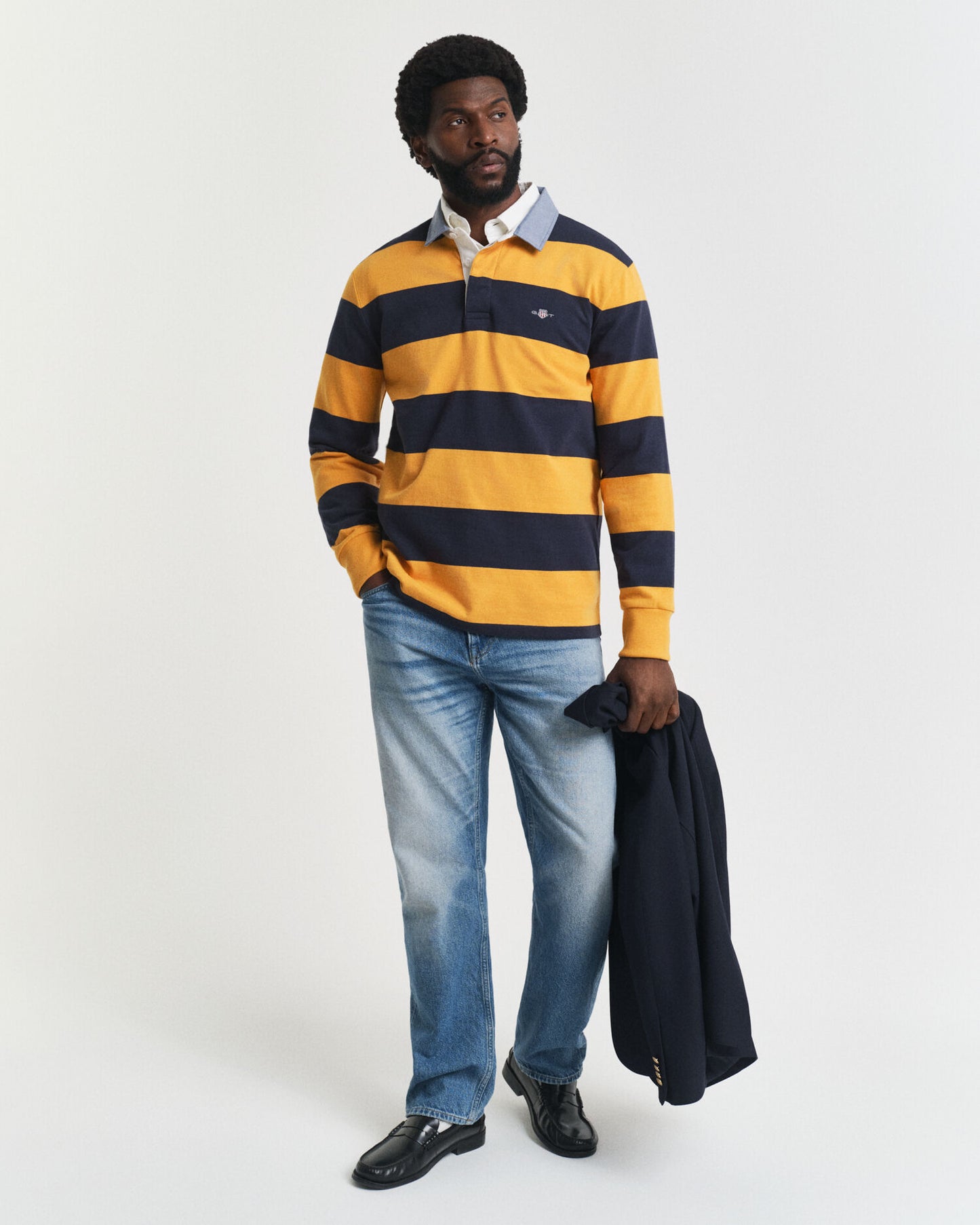 Gestreiftes Heavy Rugger mit Chambray-Kragen