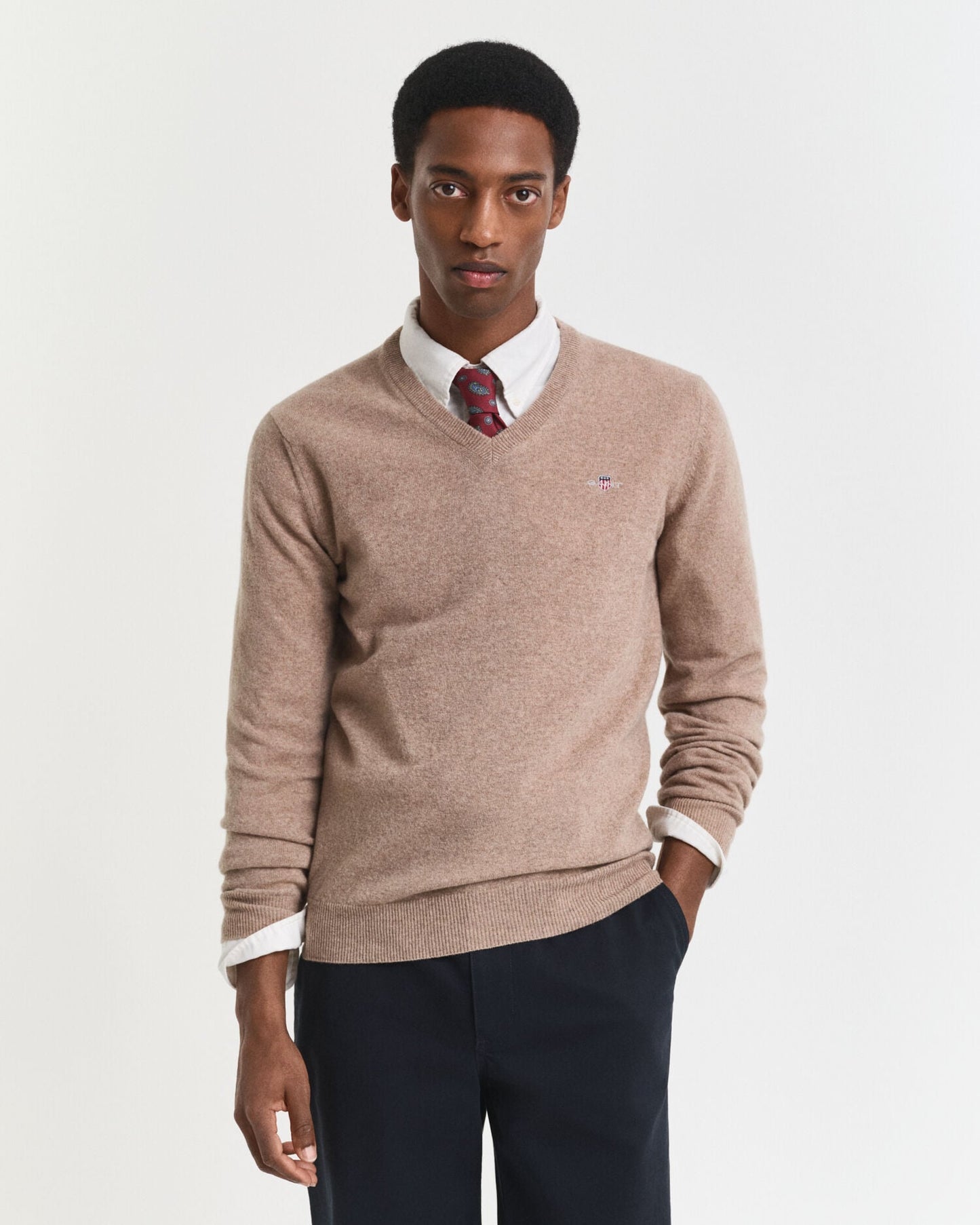 Feinste Lammwolle V-Ausschnitt Pullover