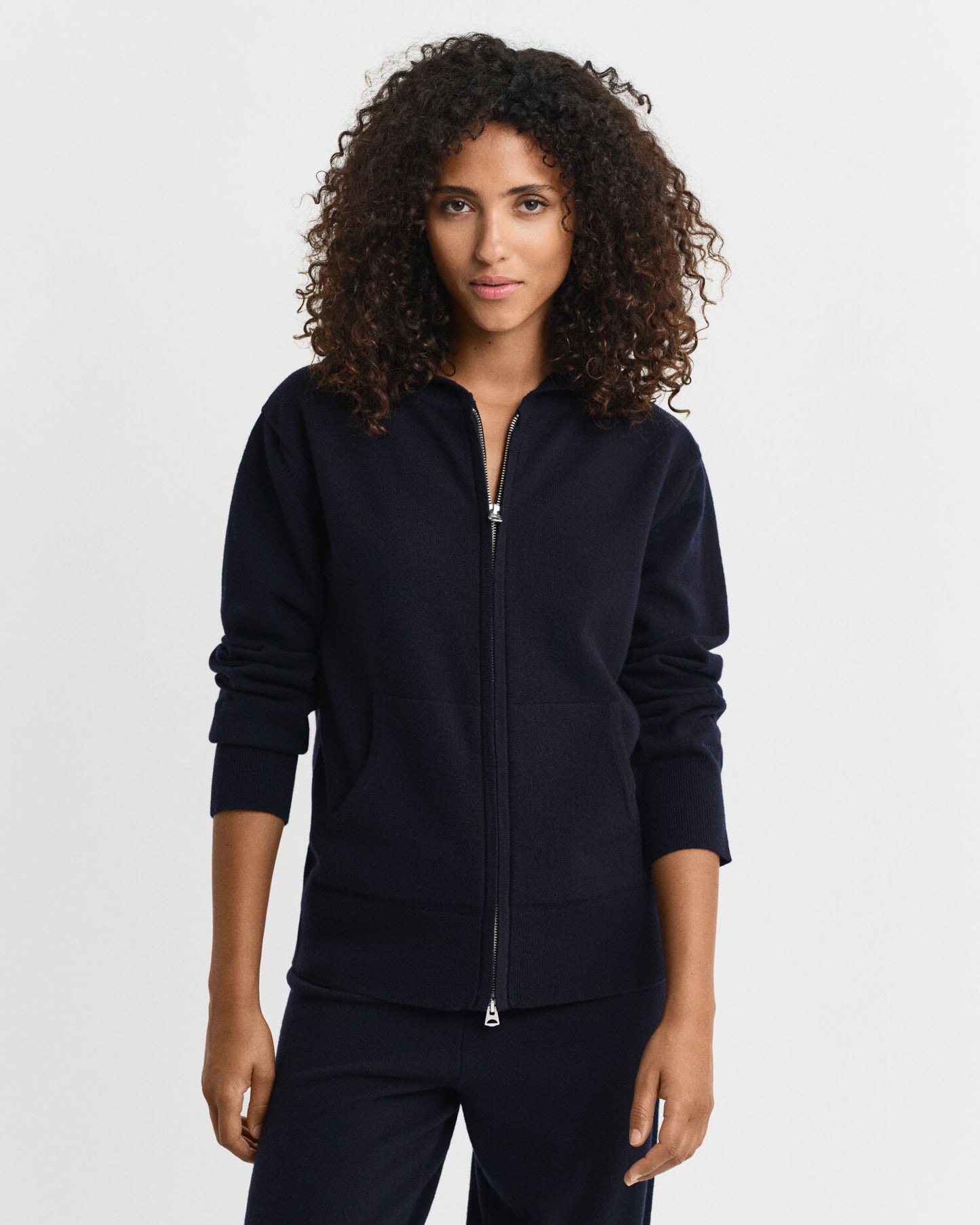 Sweat à capuche zippé en agneau superfine