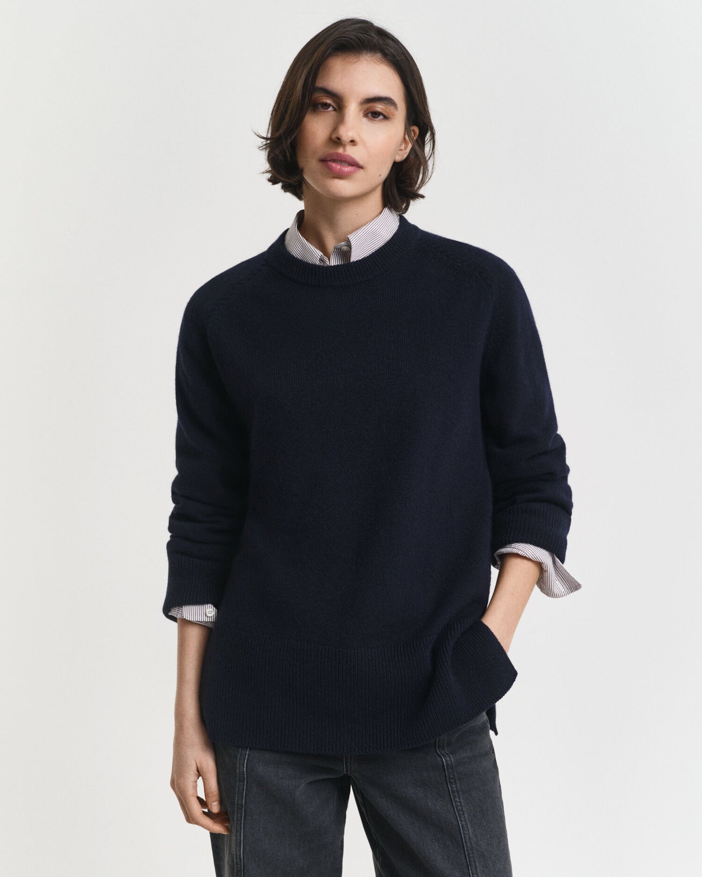 Pull ras-du-cou en doux mélange laine et cachemire